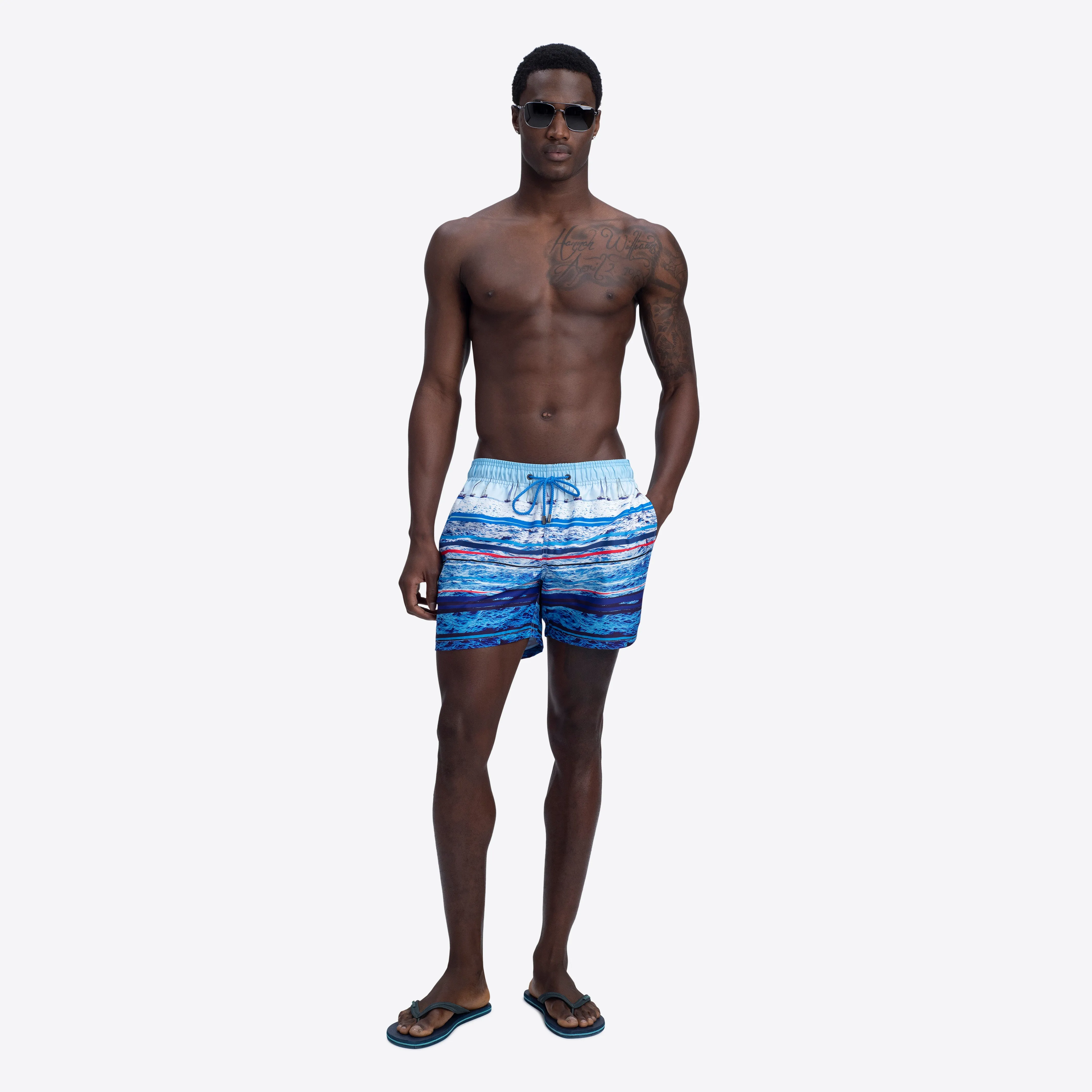 ARCHER Ocean Print Swim Trunks sold by Bugatchi product image thumbnail 5