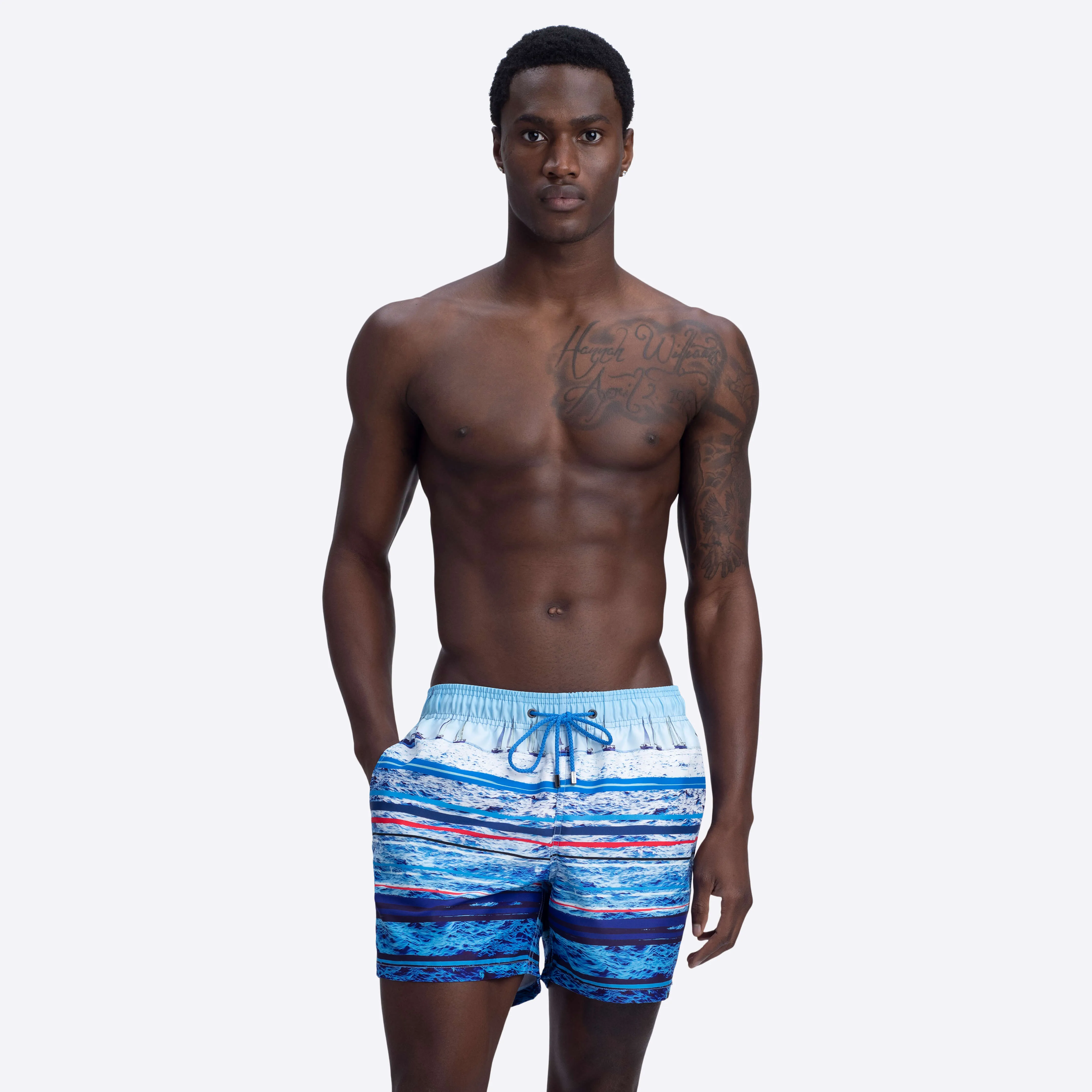 ARCHER Ocean Print Swim Trunks sold by Bugatchi product image thumbnail 2