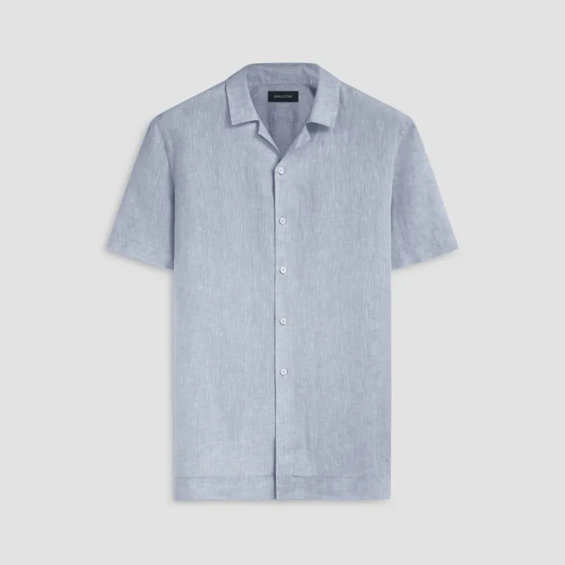Jackson Solid Short Sleeve Linen Shirt sold by Bugatchi