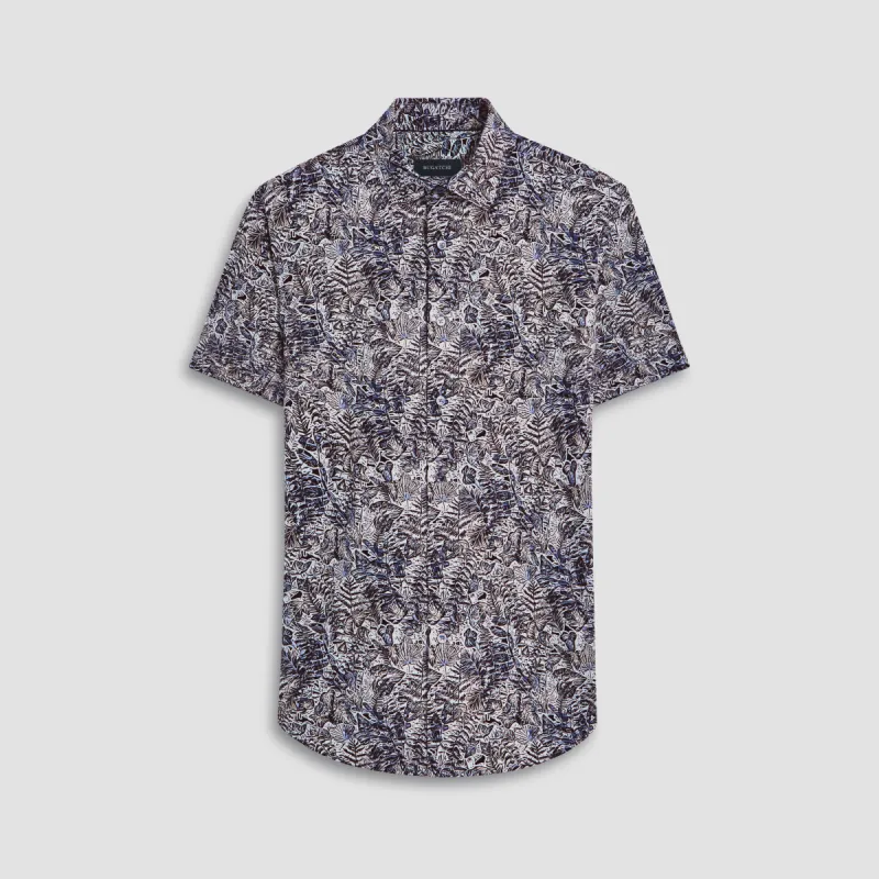 Miles Leaf Print OoohCotton Short Sleeve Shirt sold by Bugatchi