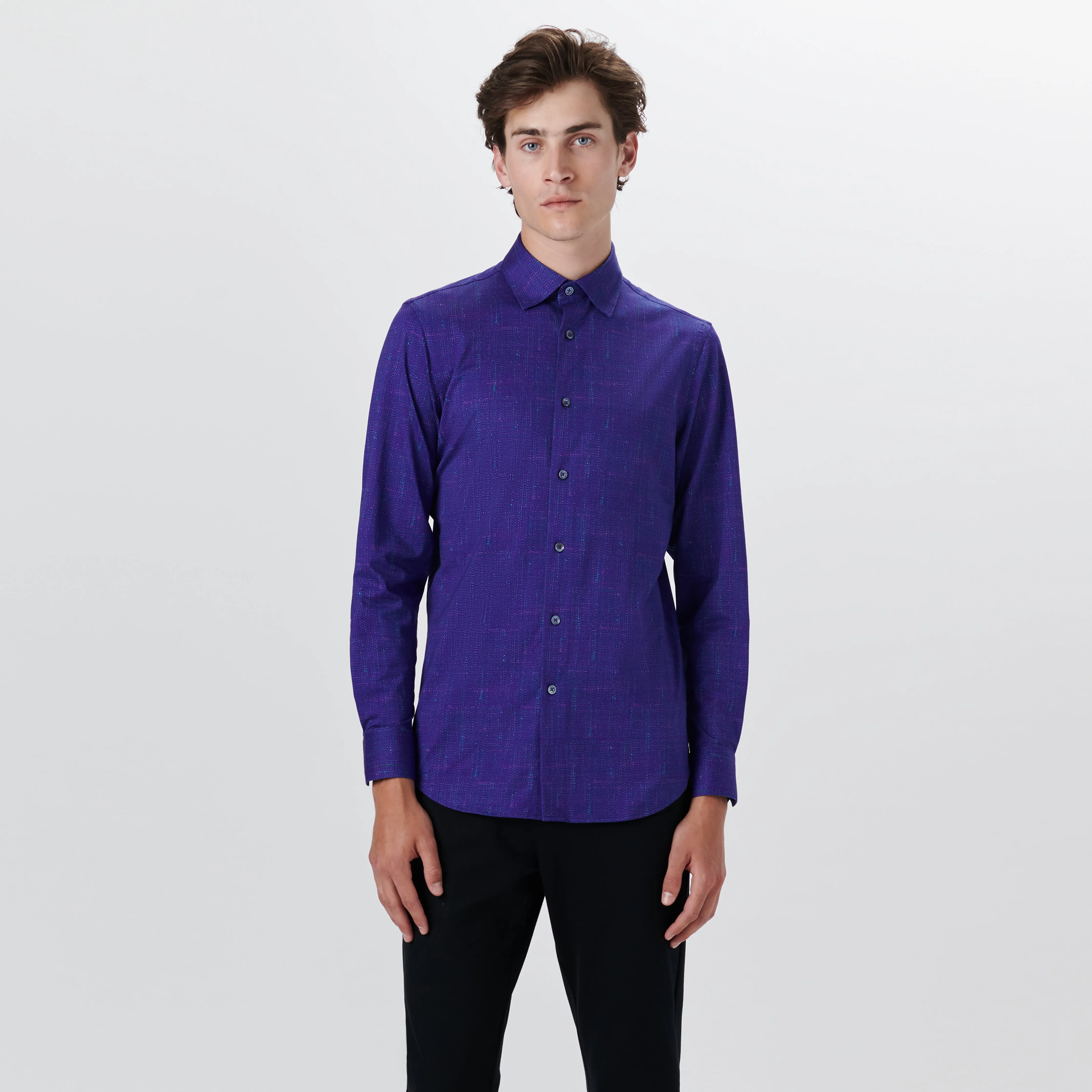 JAMES Textured Print OoohCotton Shirt sold by Bugatchi product image thumbnail 2