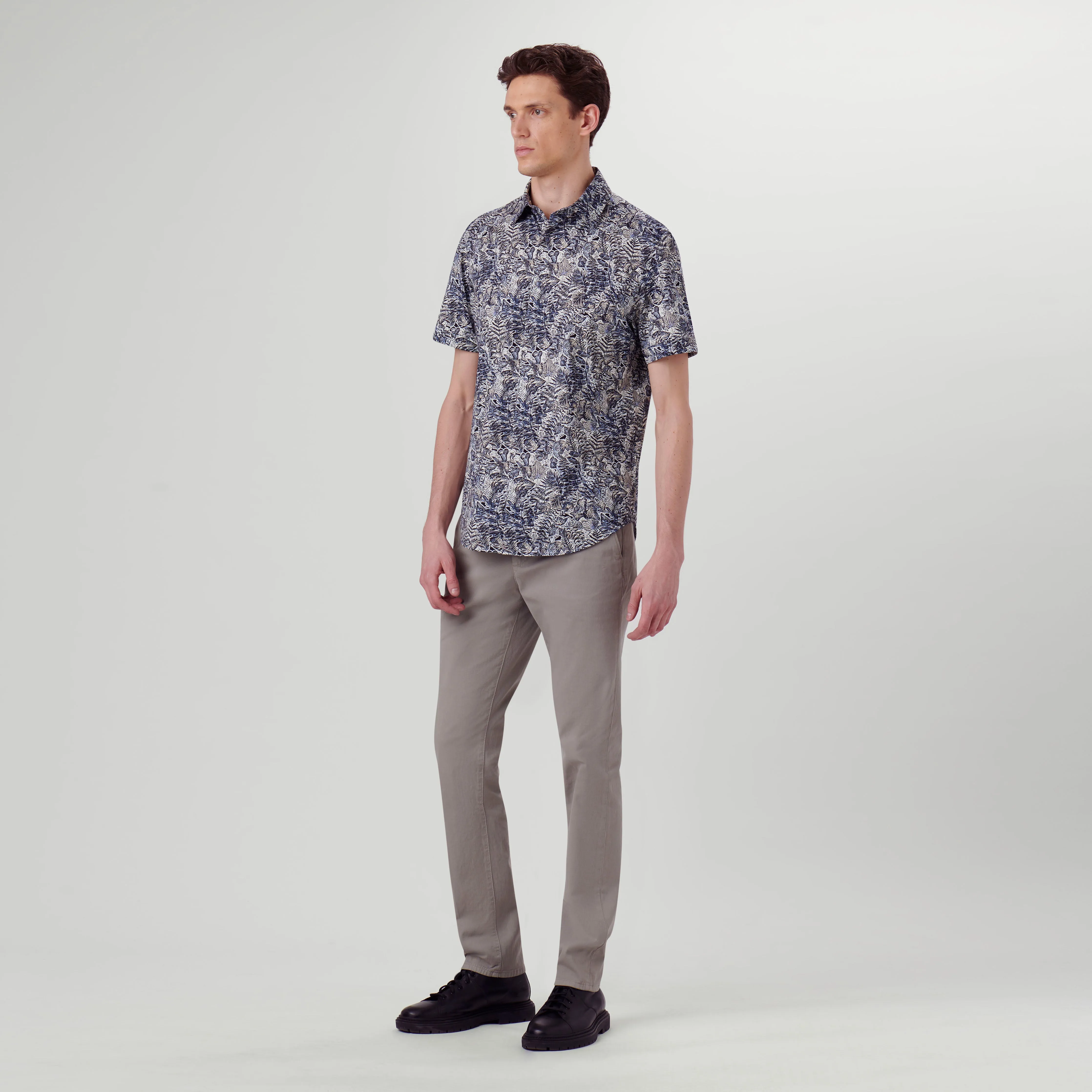 Miles Leaf Print OoohCotton Short Sleeve Shirt sold by Bugatchi product image thumbnail 5