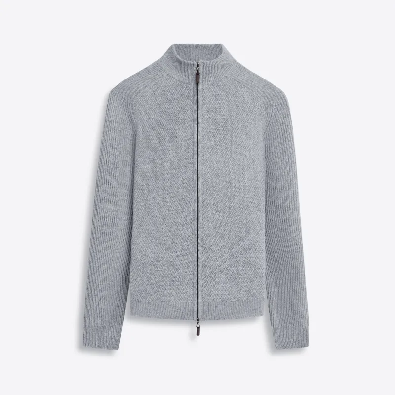Full Zip Herringbone Sweater sold by Bugatchi