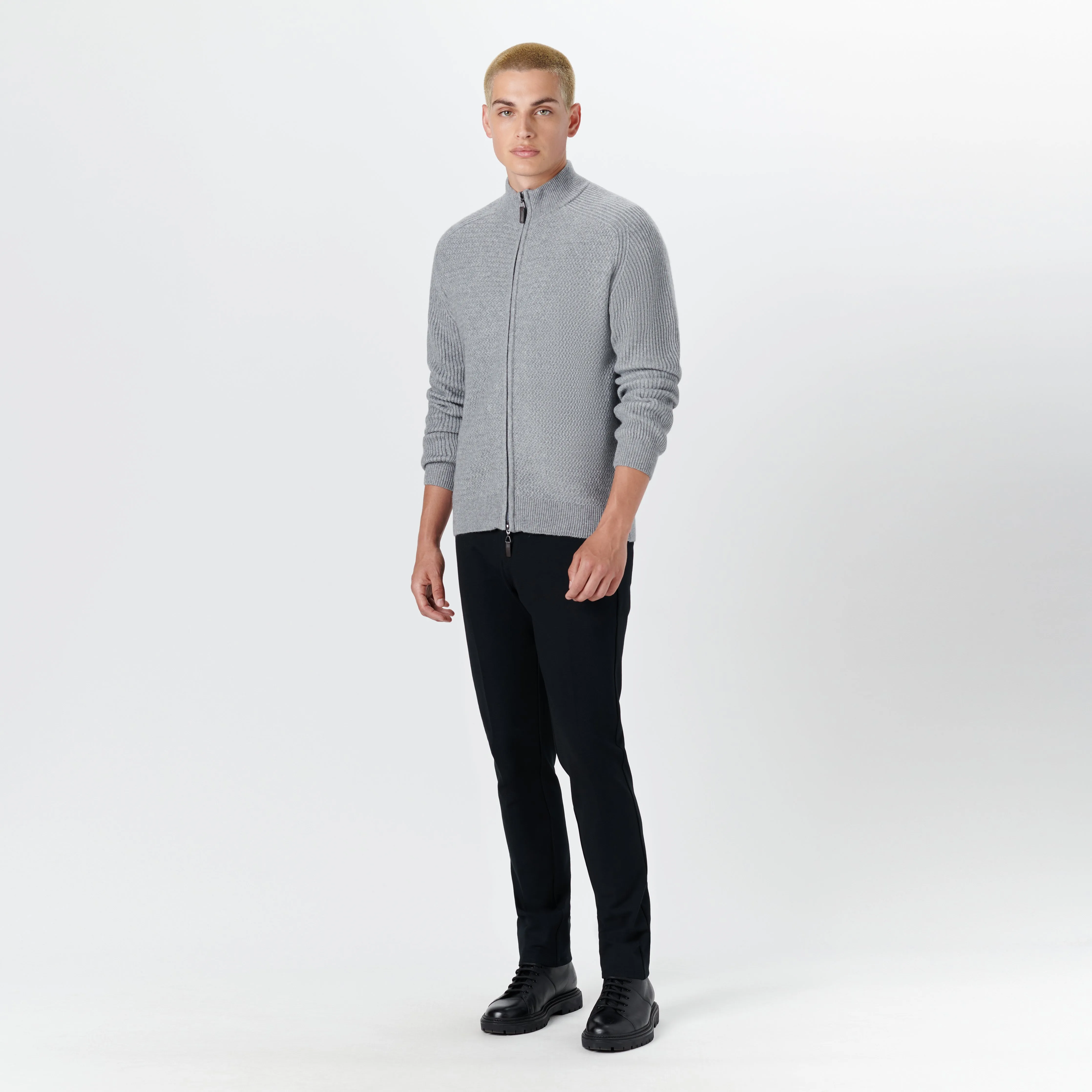 Full Zip Herringbone Sweater sold by Bugatchi product image thumbnail 5