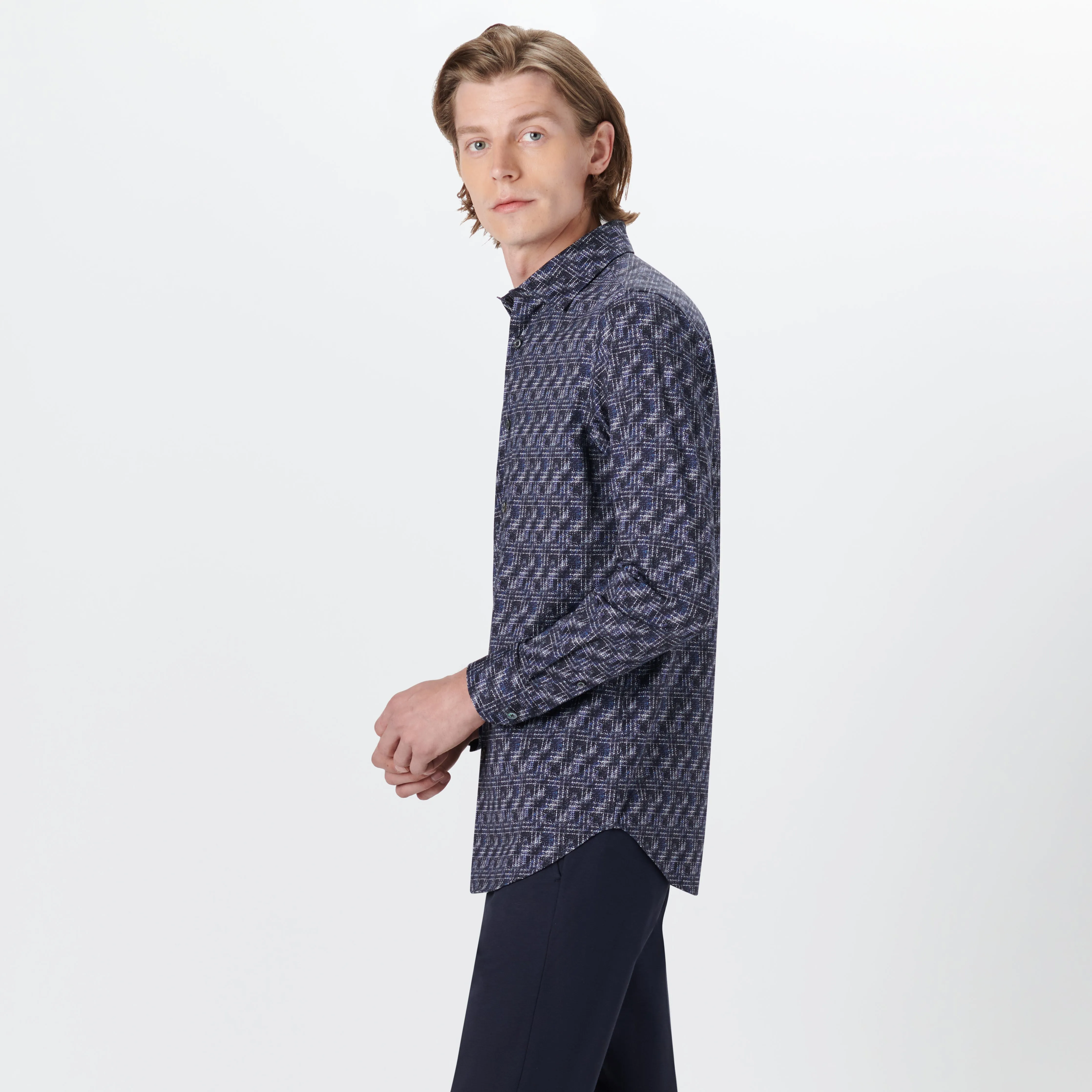 JAMES Distressed Check OoohCotton Shirt sold by Bugatchi product image thumbnail 3