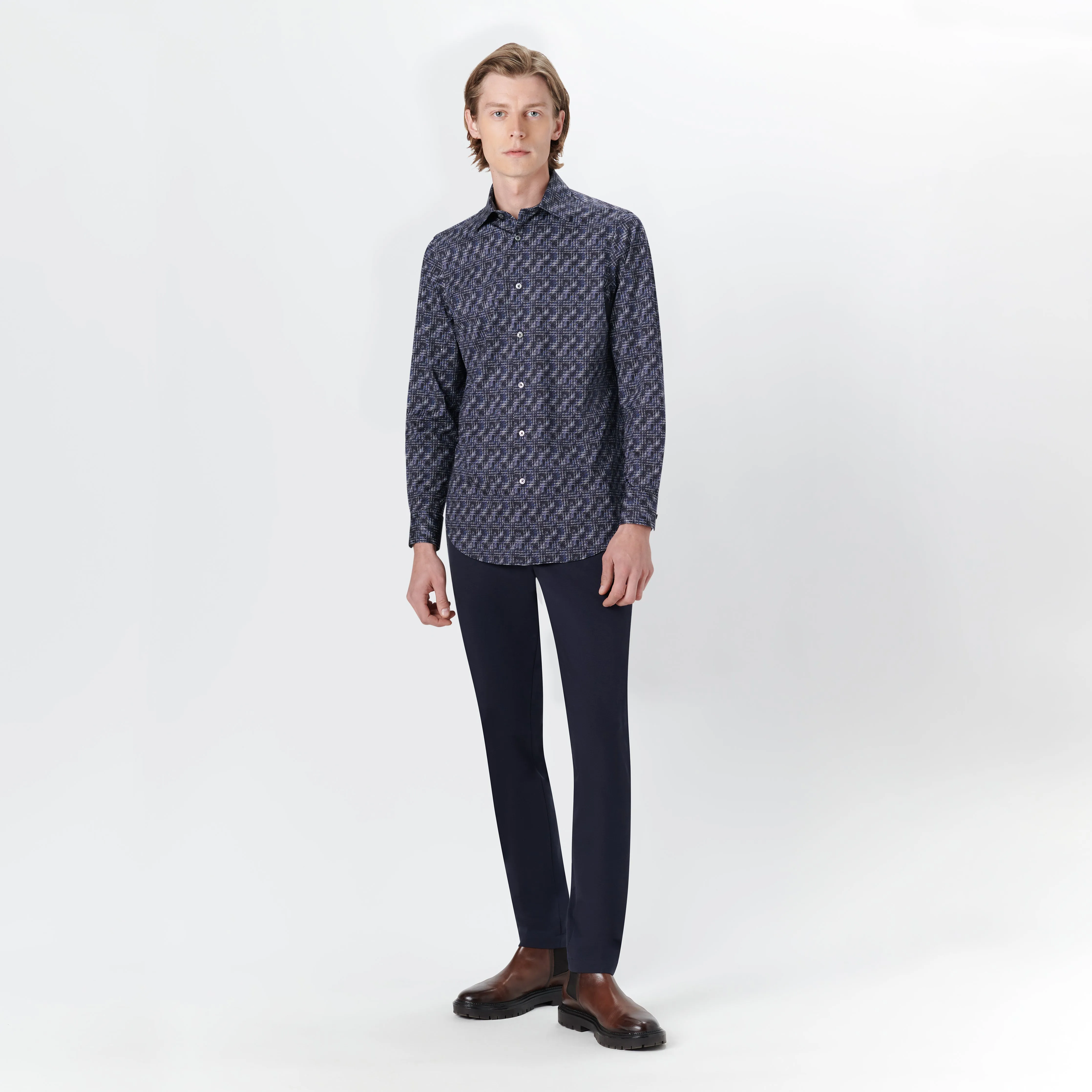 JAMES Distressed Check OoohCotton Shirt sold by Bugatchi product image thumbnail 5