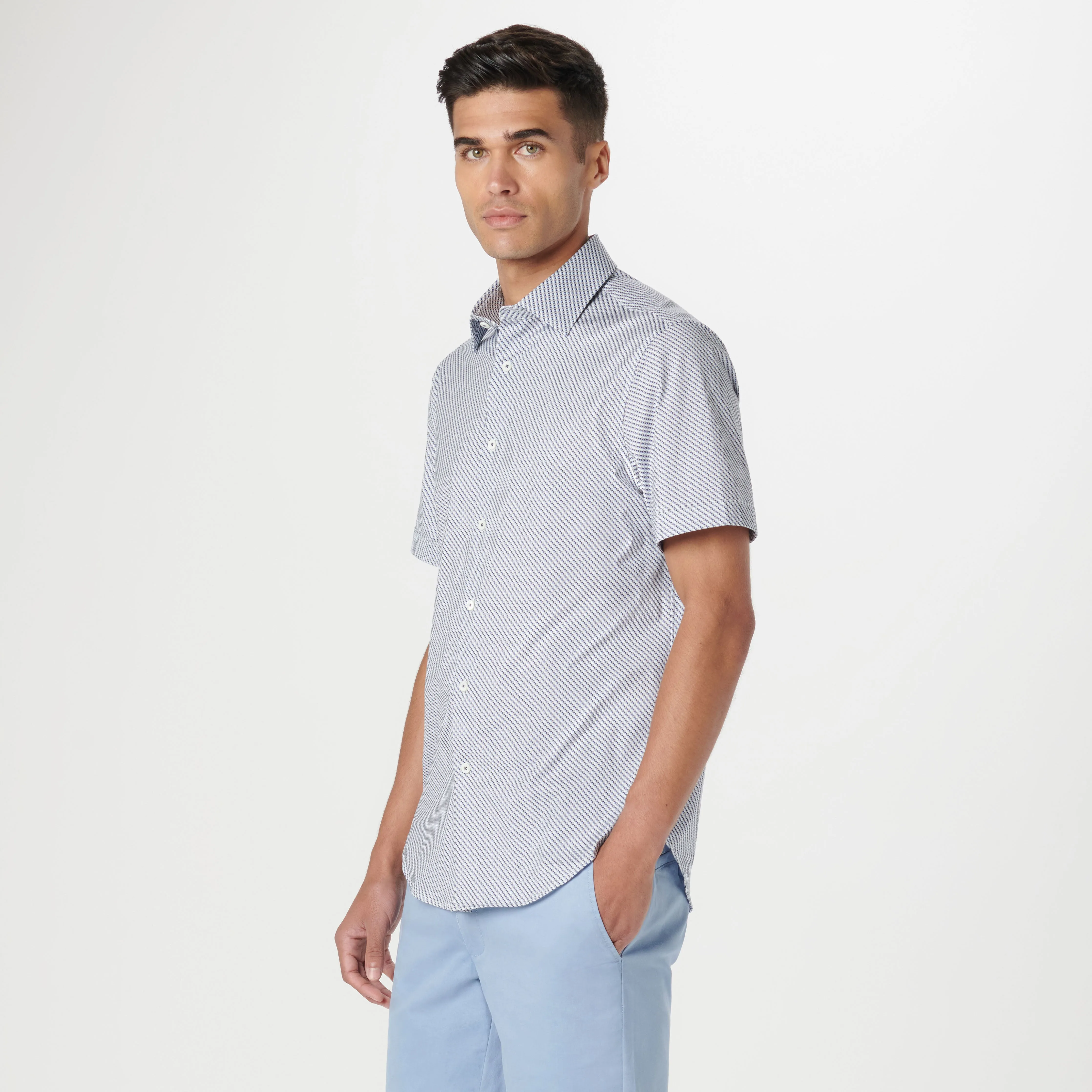 Miles Geometric OoohCotton Short Sleeve Shirt sold by Bugatchi product image thumbnail 3