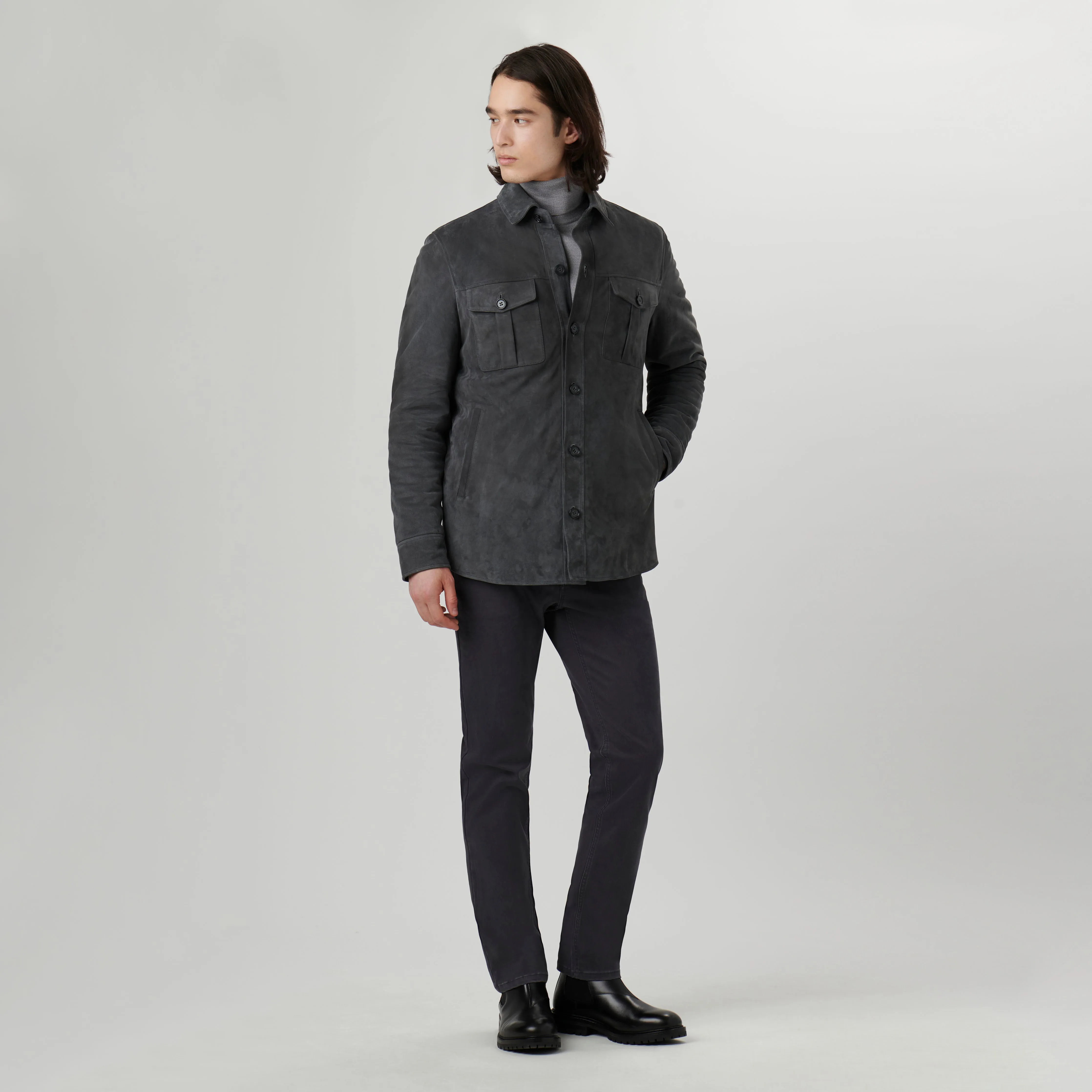 Suede Shirt Jacket sold by Bugatchi product image thumbnail 5