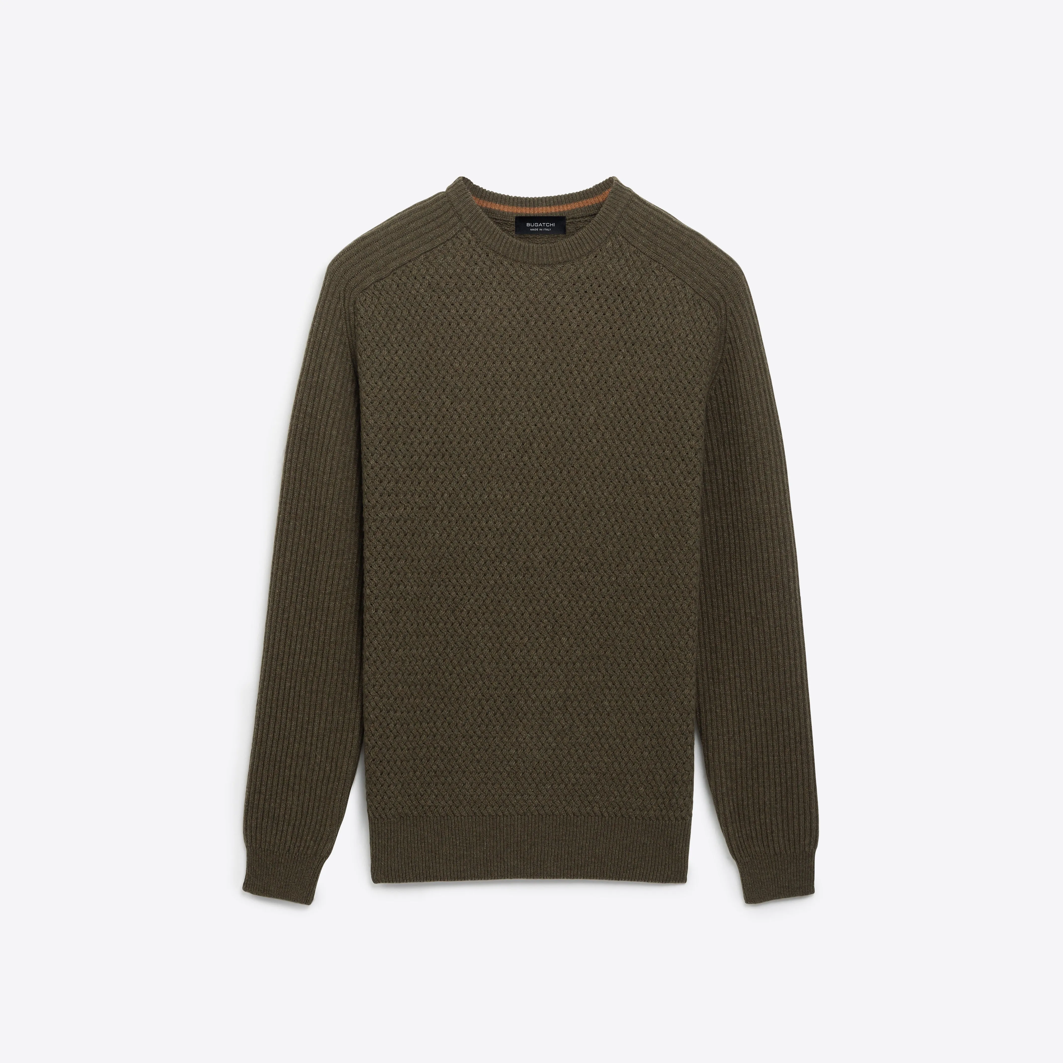 Basketweave Knit Crew Neck Sweater sold by Bugatchi