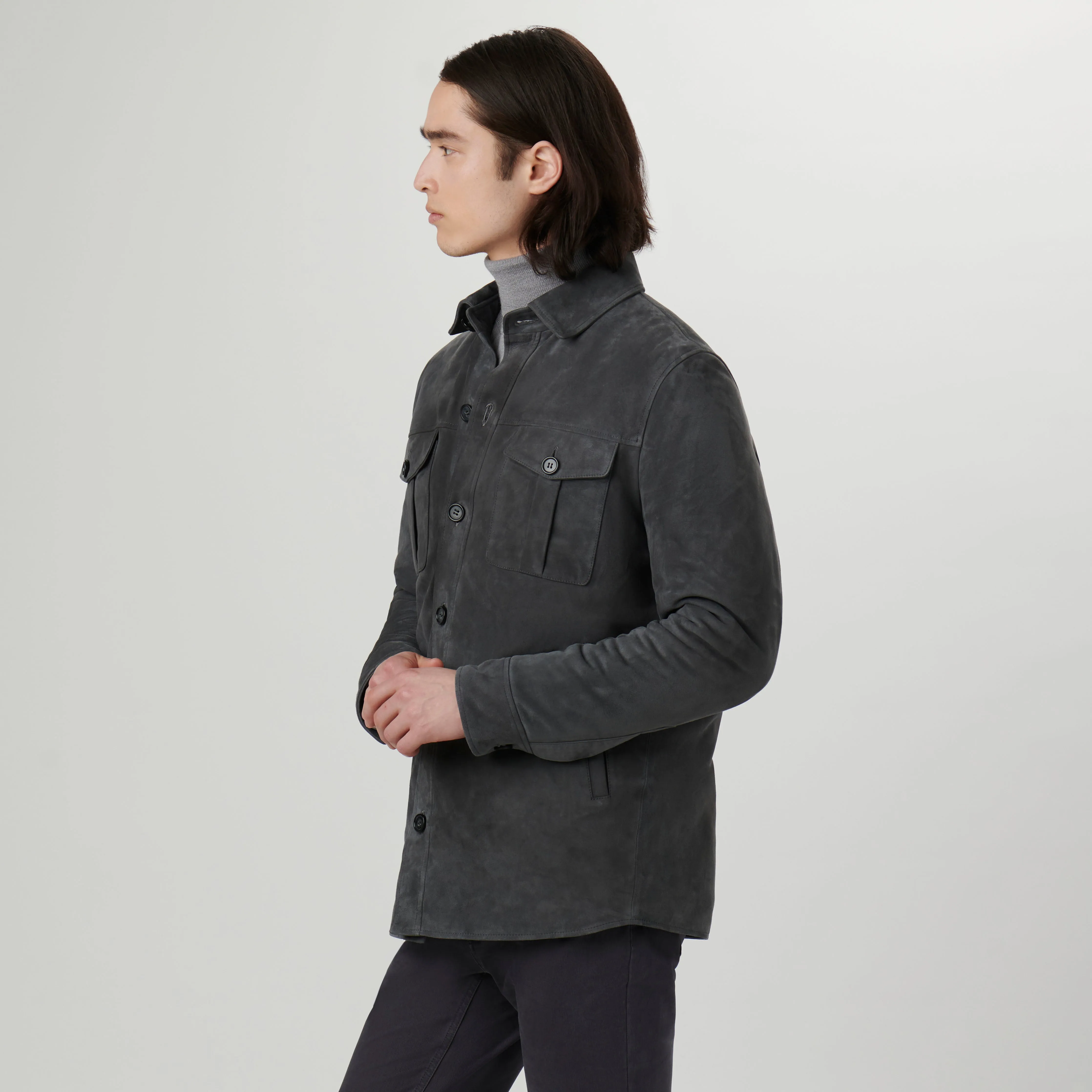 Suede Shirt Jacket sold by Bugatchi product image thumbnail 3