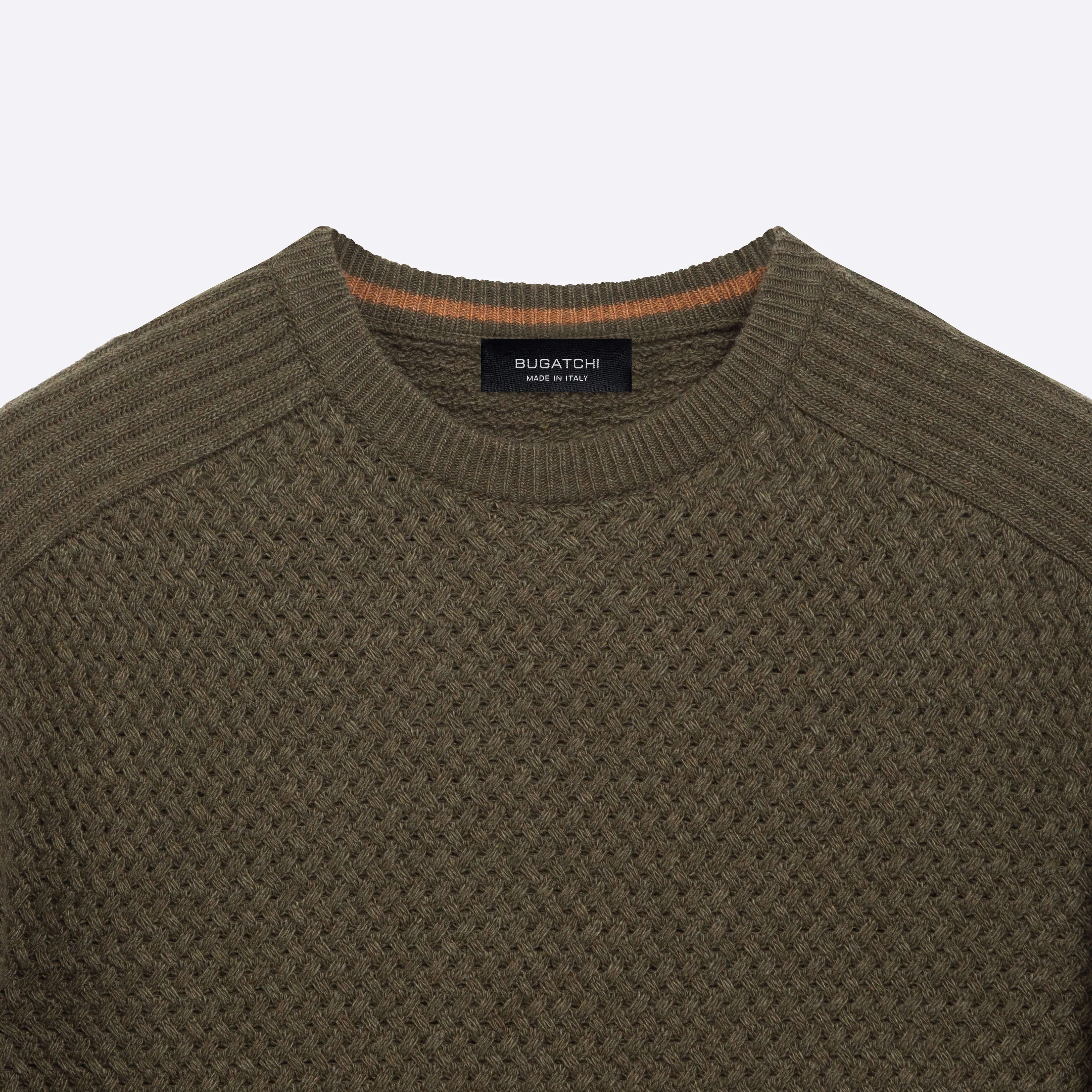 Basketweave Knit Crew Neck Sweater sold by Bugatchi product image thumbnail 2