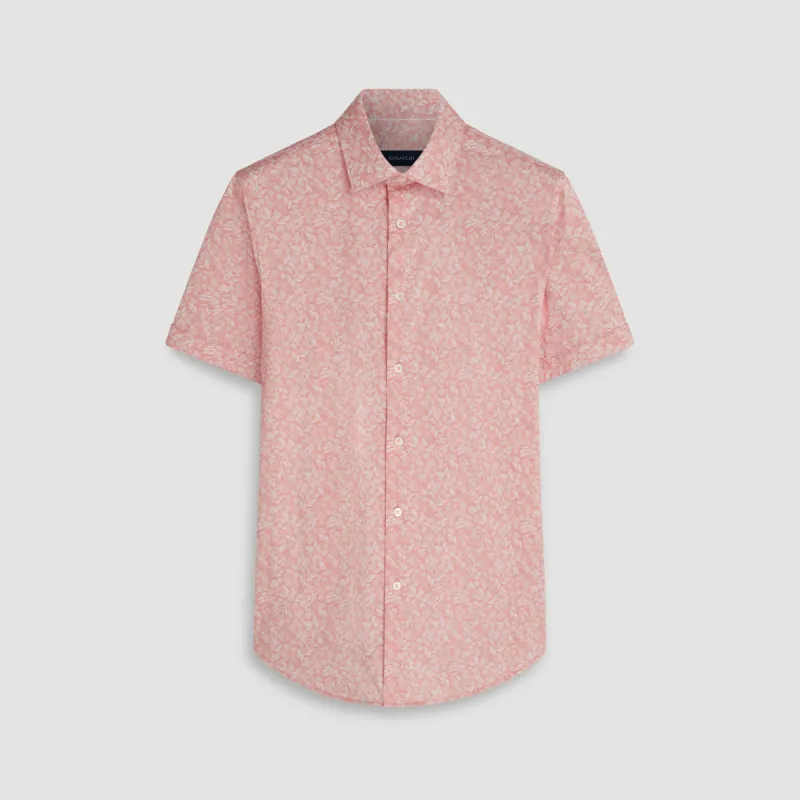 Miles Fish Print OoohCotton Short Sleeve Shirt made by Bugatchi