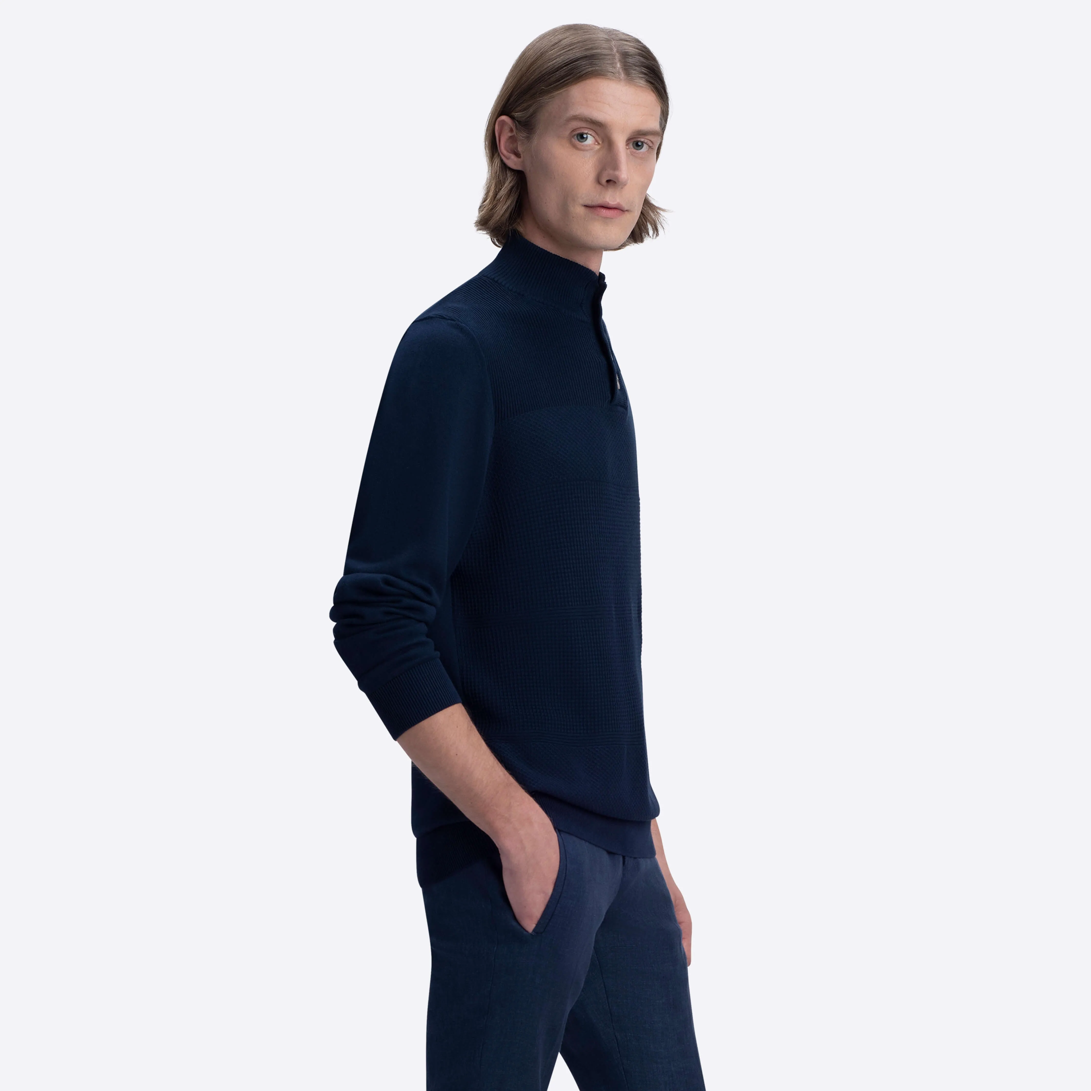 Honeycomb Mock Neck Sweater sold by Bugatchi product image thumbnail 3