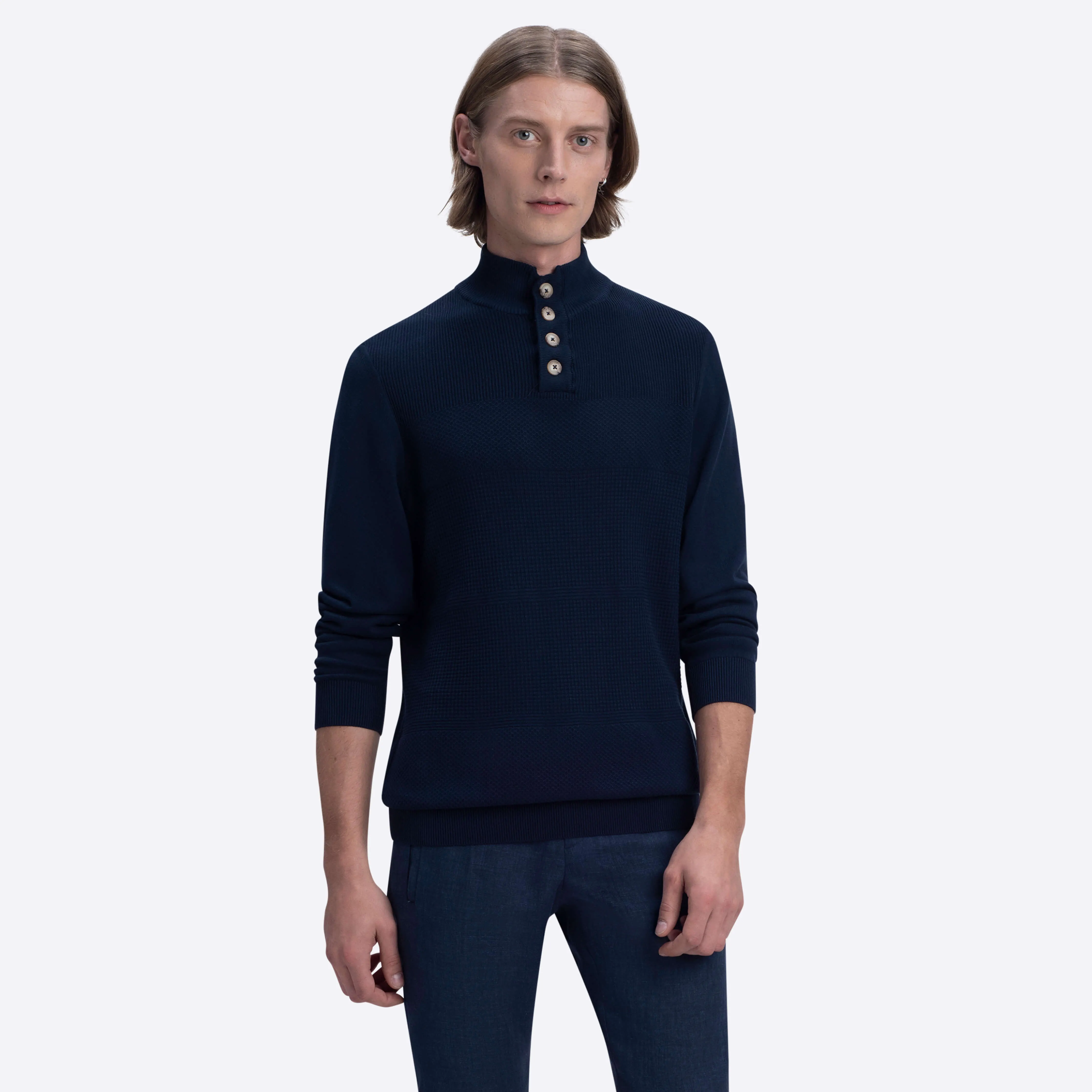 Honeycomb Mock Neck Sweater sold by Bugatchi product image thumbnail 2