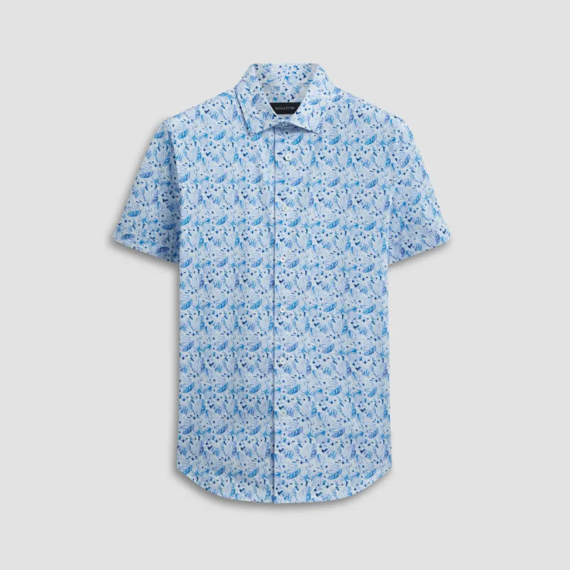 Miles Leaf Print OoohCotton Short Sleeve Shirt sold by Bugatchi