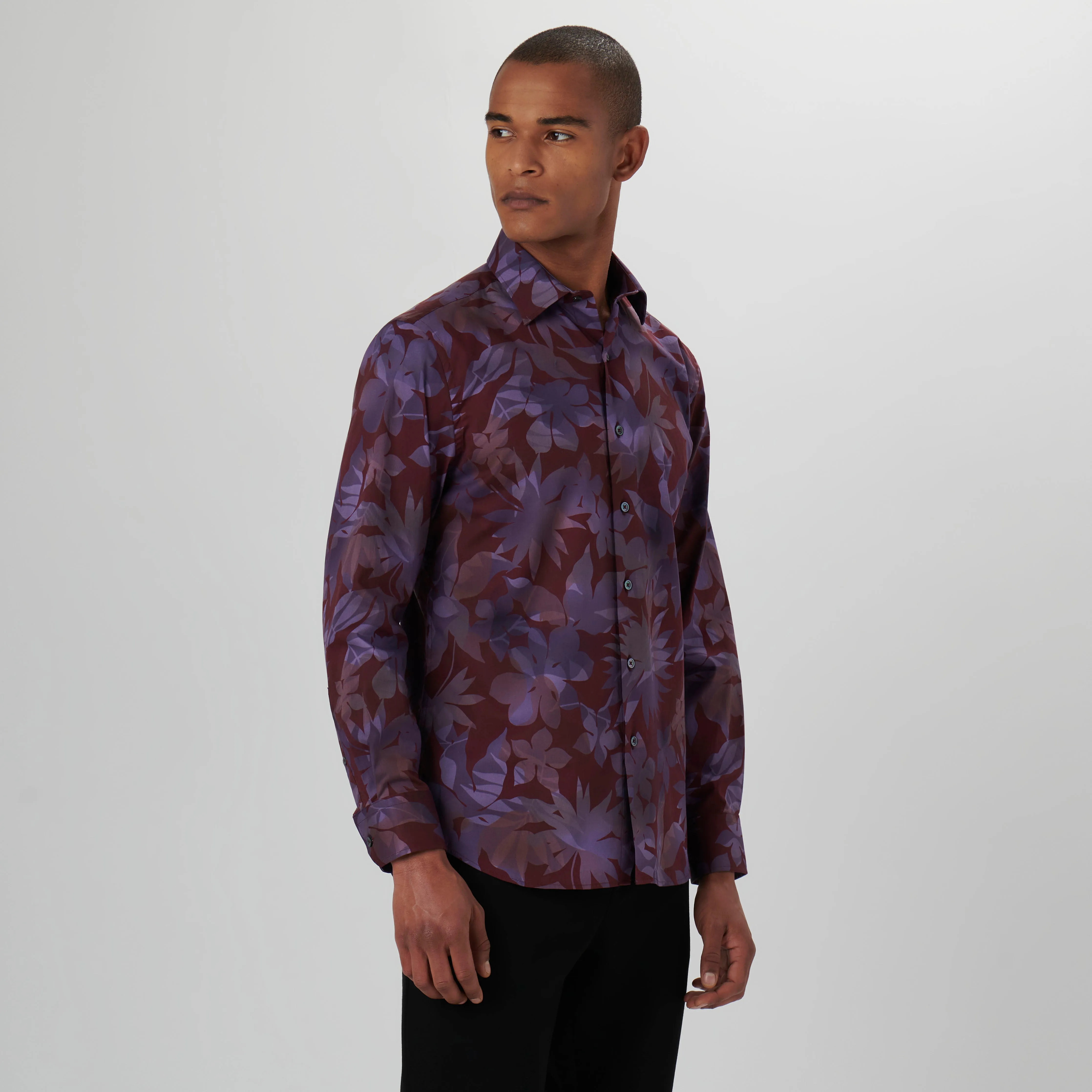 Julian Leaf Print Shirt sold by Bugatchi product image thumbnail 3
