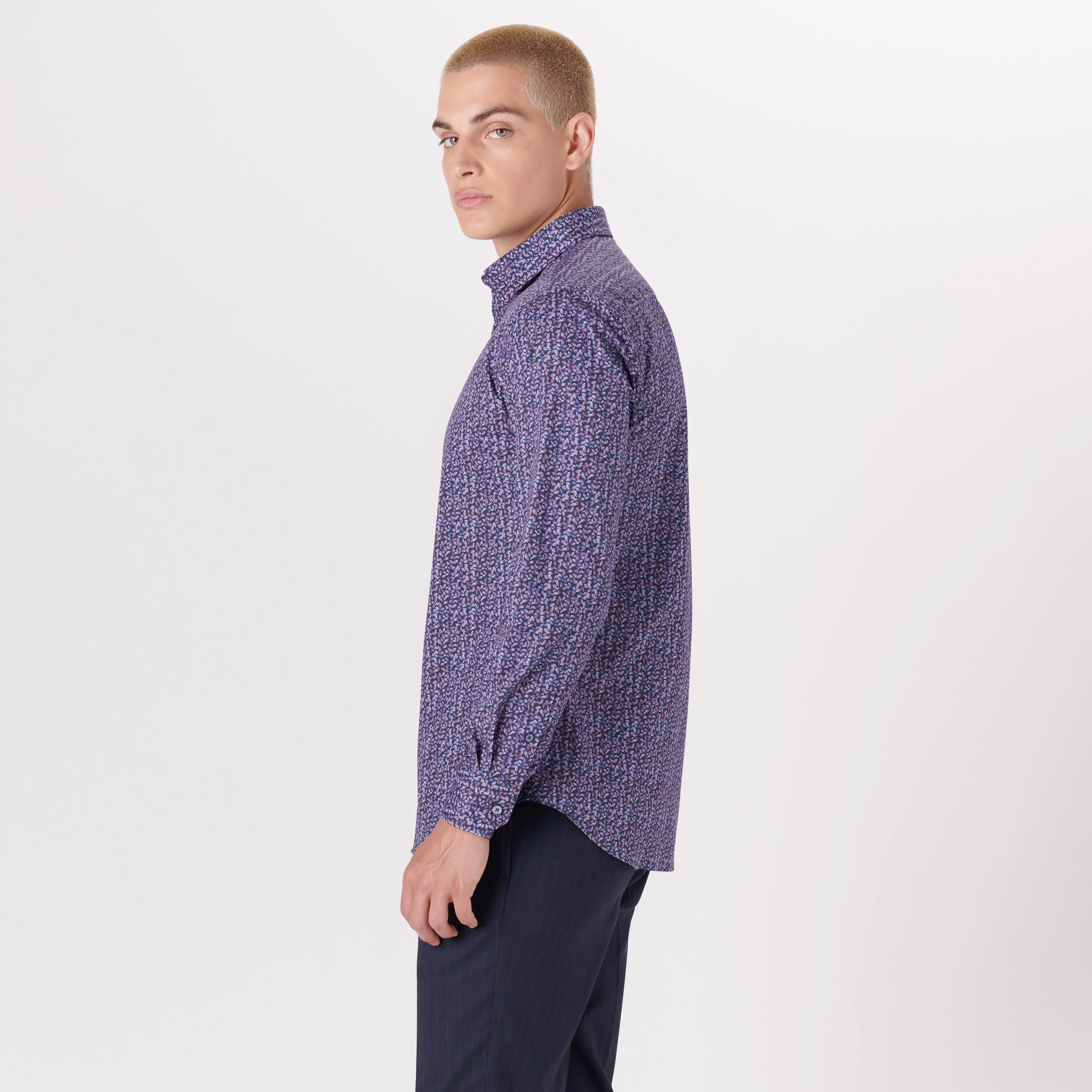 JULIAN Leaf Print Shirt sold by Bugatchi product image thumbnail 3