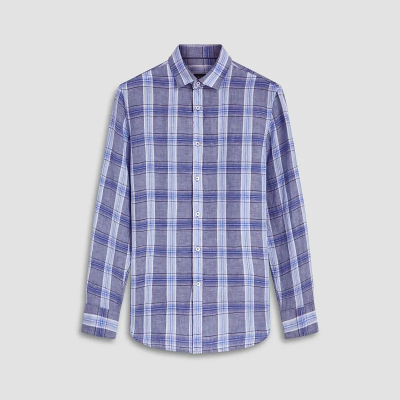 Julian Plaid Check Linen Shirt sold by Bugatchi