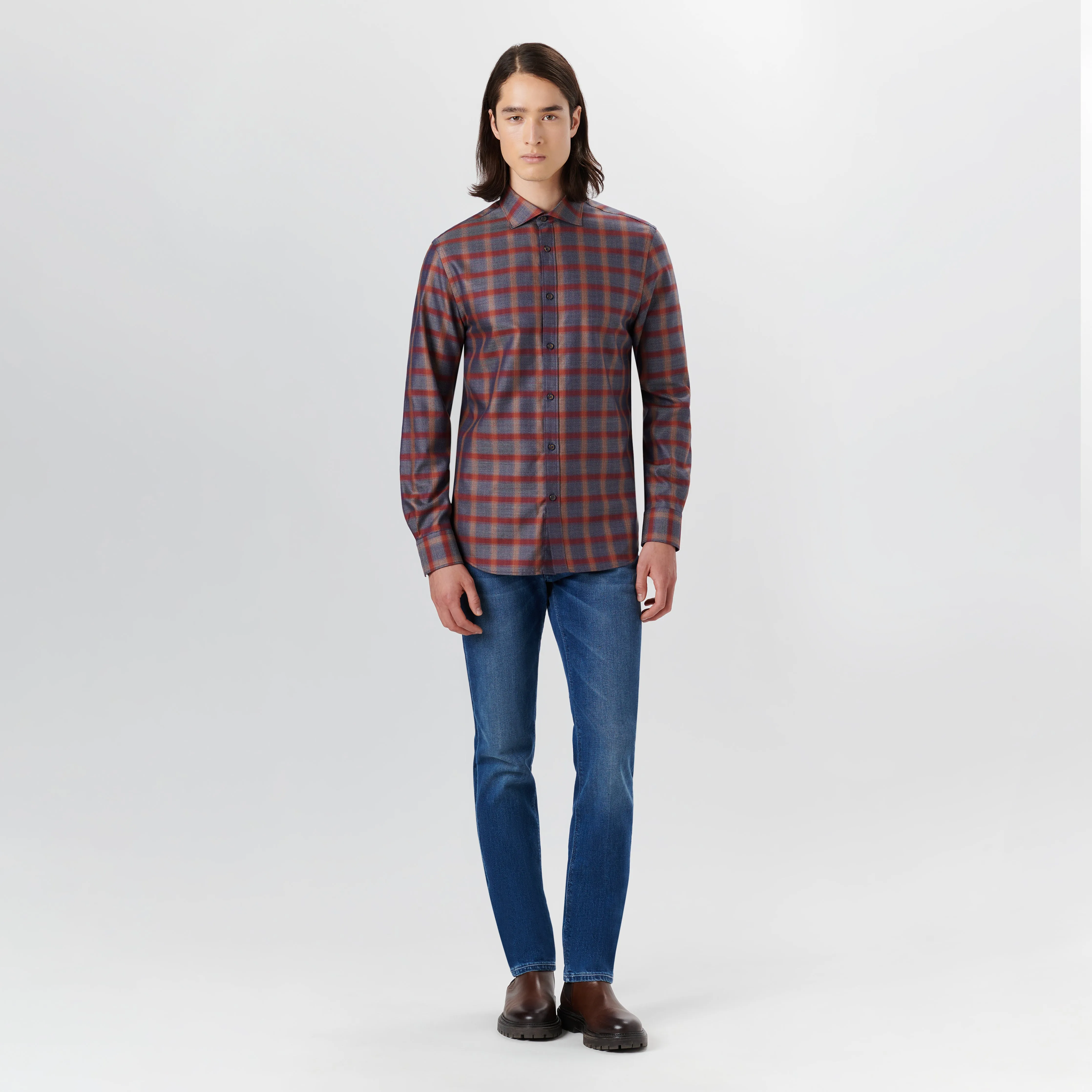 AXEL Windowpane Check Shirt sold by Bugatchi product image thumbnail 5