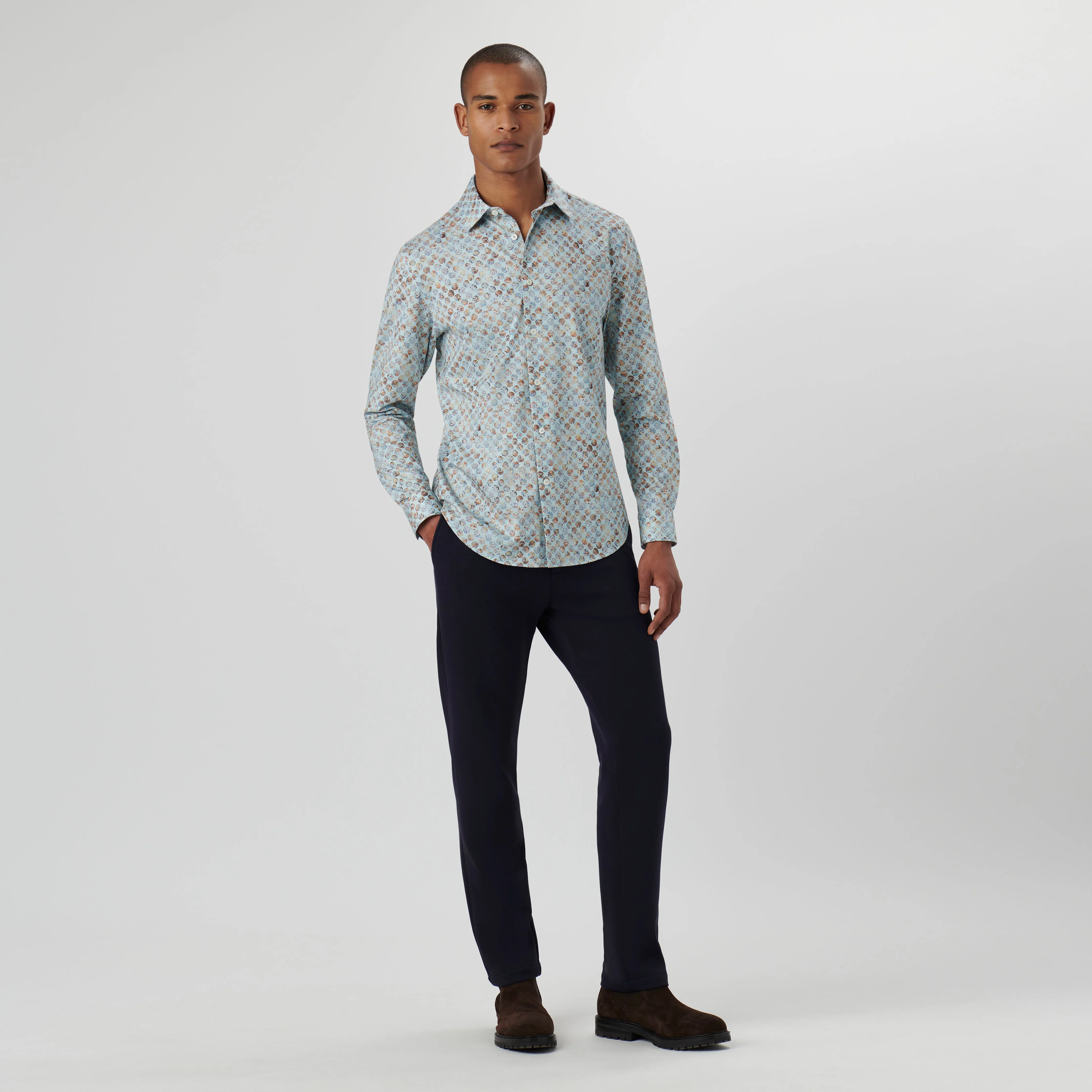 James Honeycomb Print OoohCotton Shirt sold by Bugatchi product image thumbnail 5