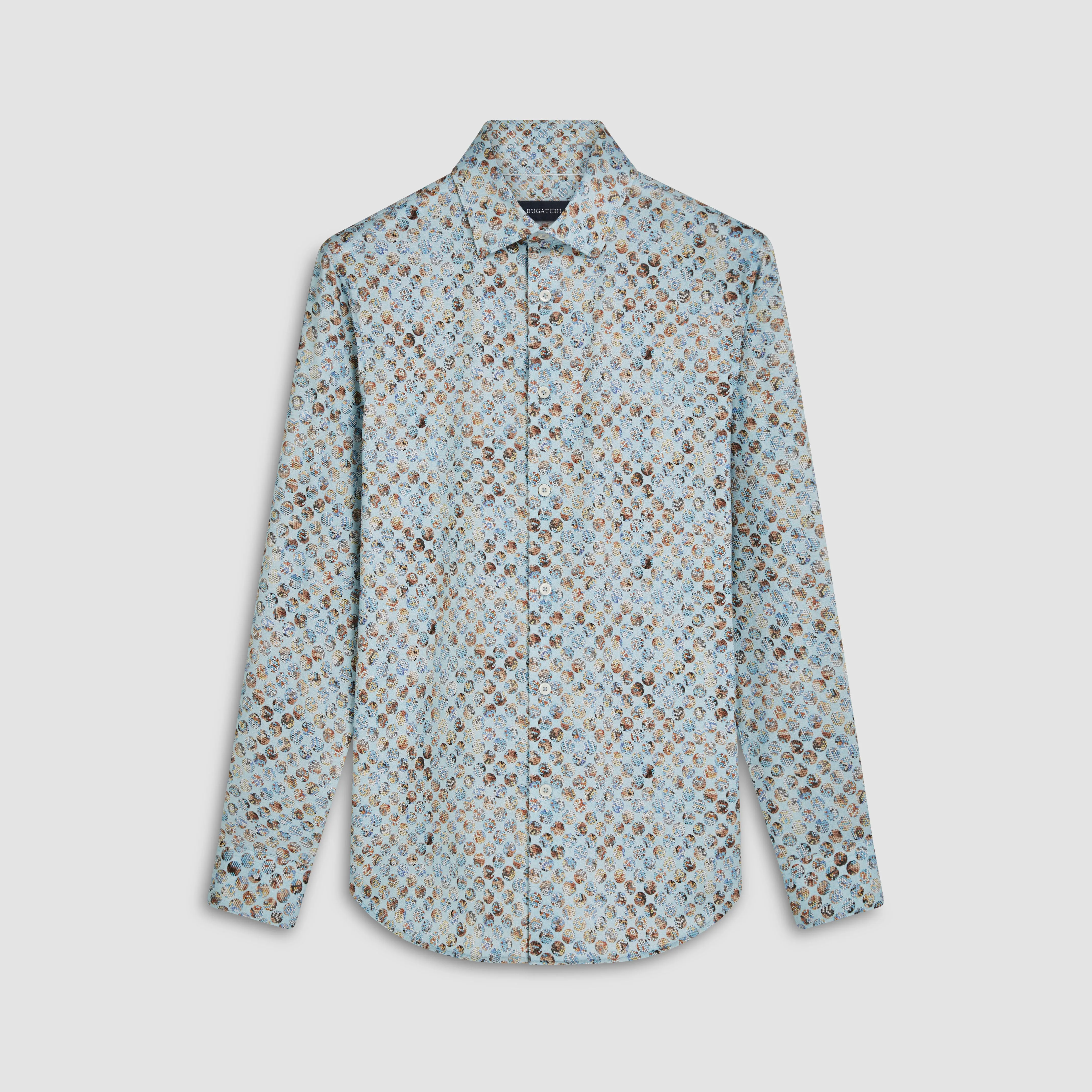 James Honeycomb Print OoohCotton Shirt sold by Bugatchi