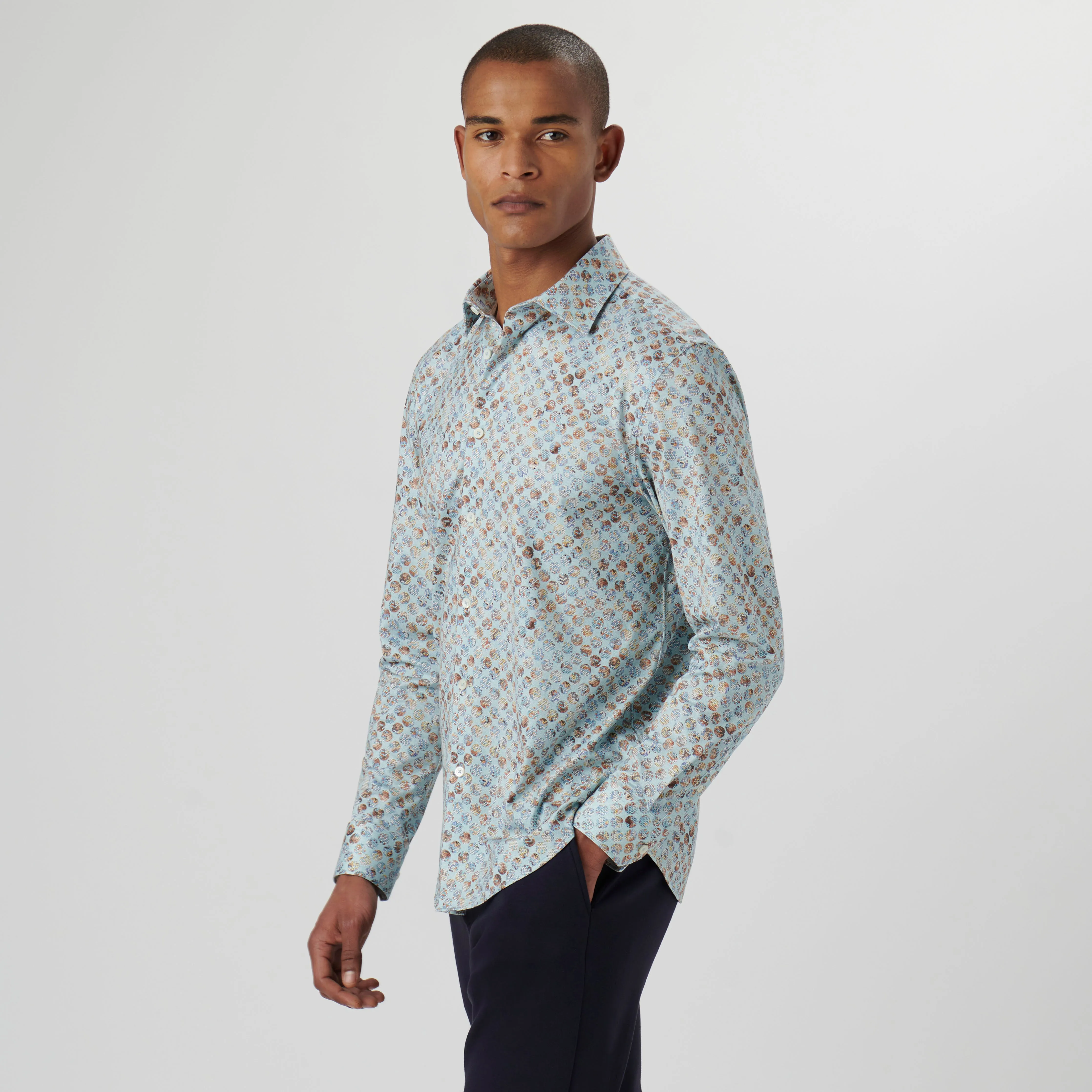 James Honeycomb Print OoohCotton Shirt sold by Bugatchi product image thumbnail 3