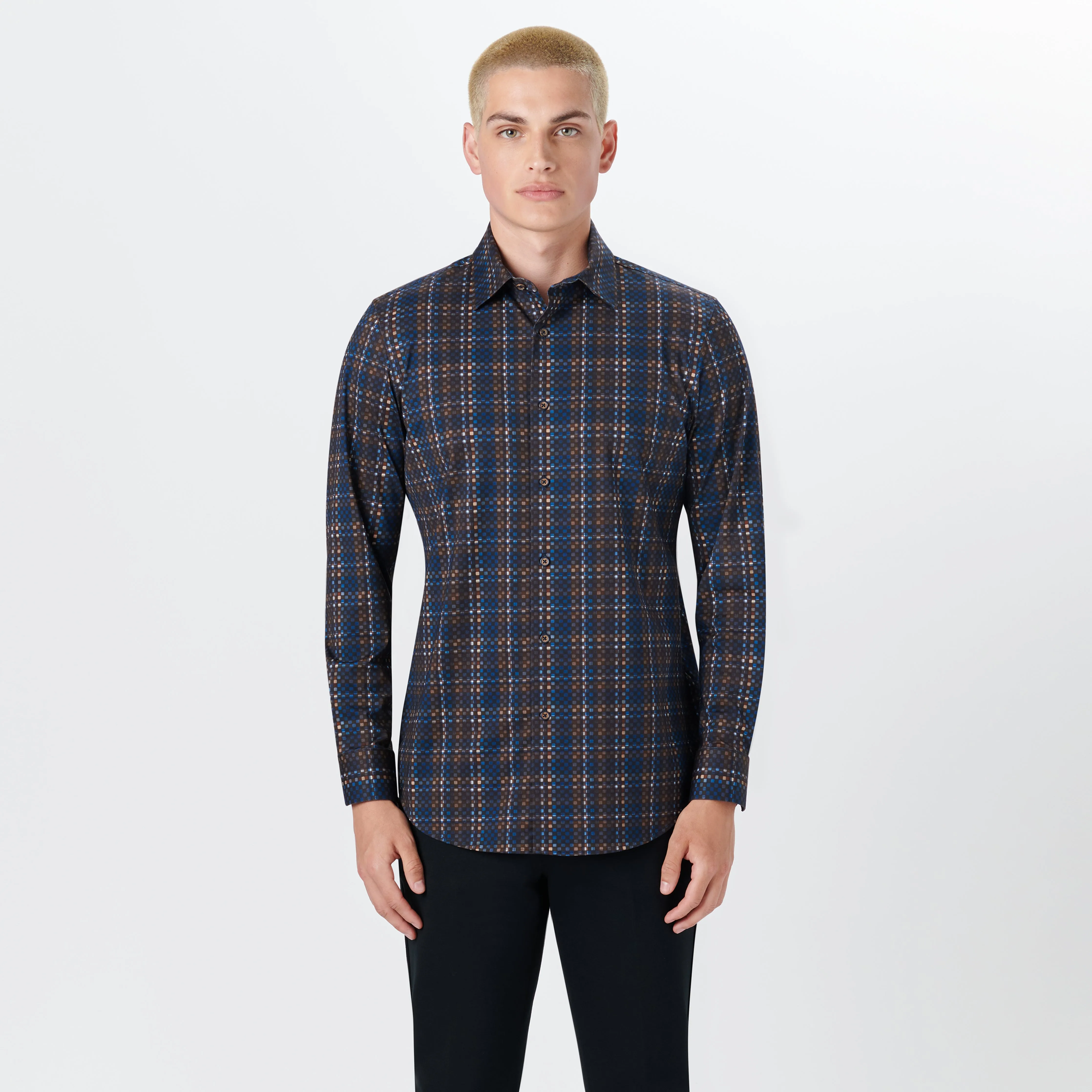 JAMES Checkerboard Check OoohCotton Shirt sold by Bugatchi product image thumbnail 2