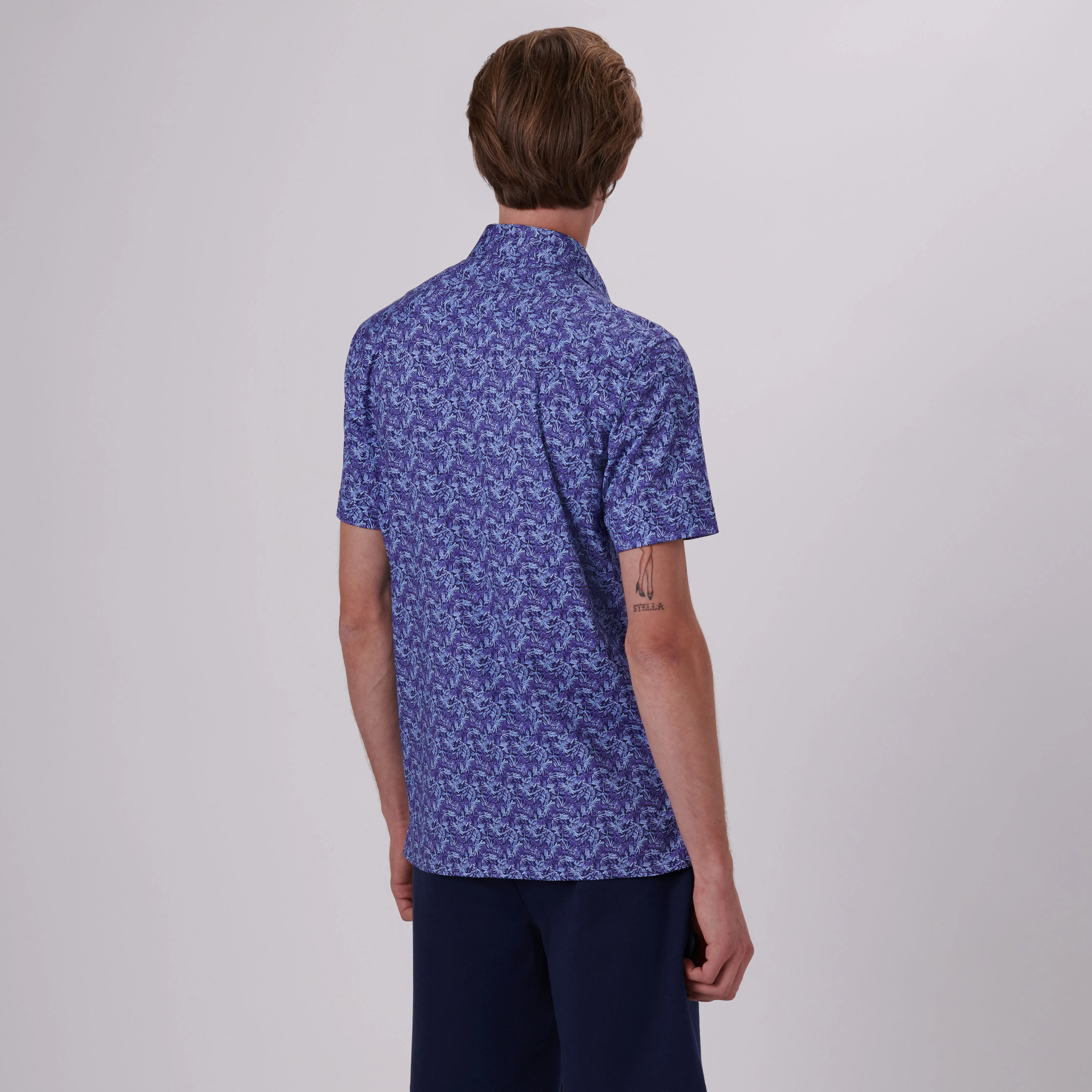 Milo Leaf Print OoohCotton Short Sleeve Shirt sold by Bugatchi product image thumbnail 4