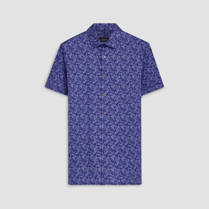 Milo Leaf Print OoohCotton Short Sleeve Shirt sold by Bugatchi