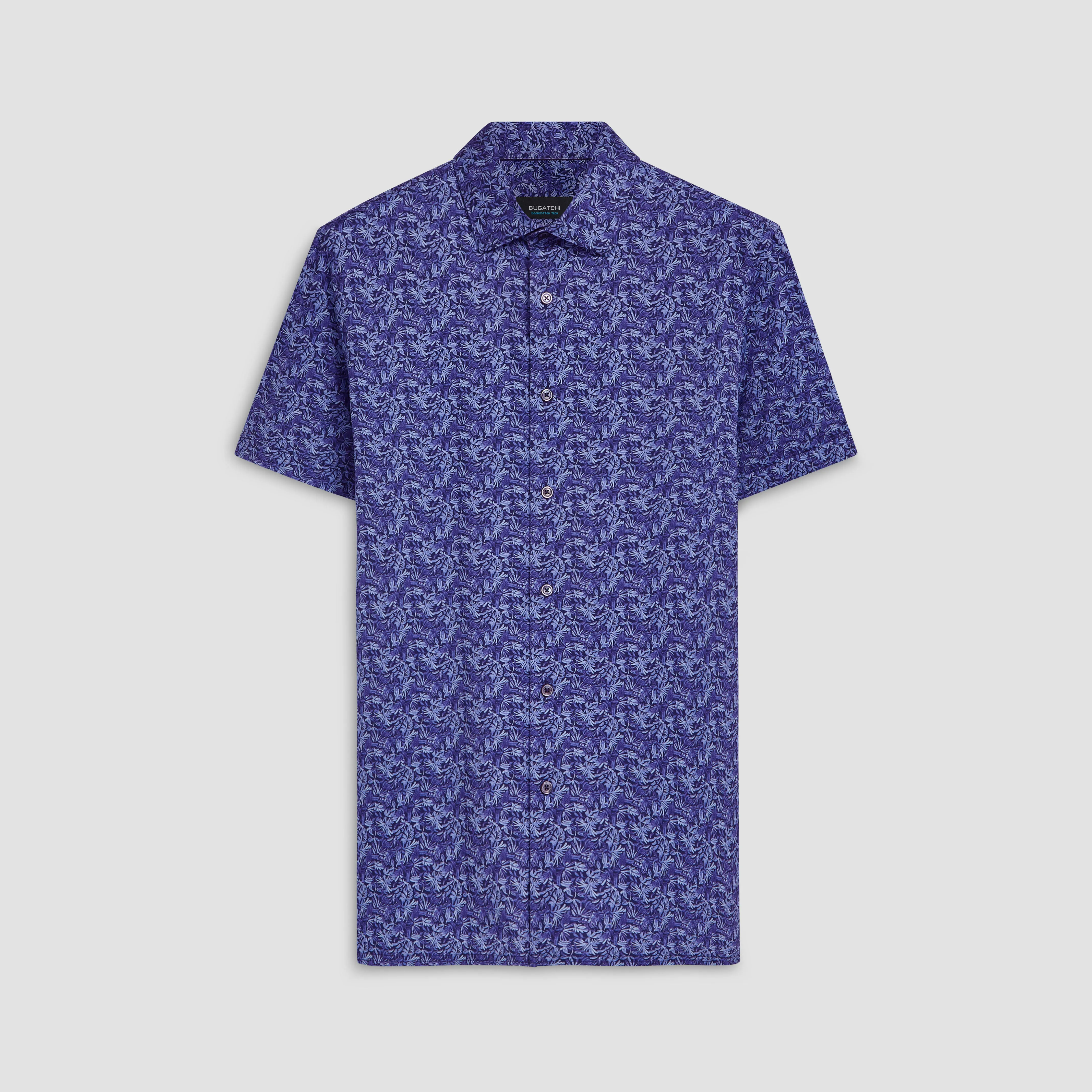 Milo Leaf Print OoohCotton Short Sleeve Shirt sold by Bugatchi