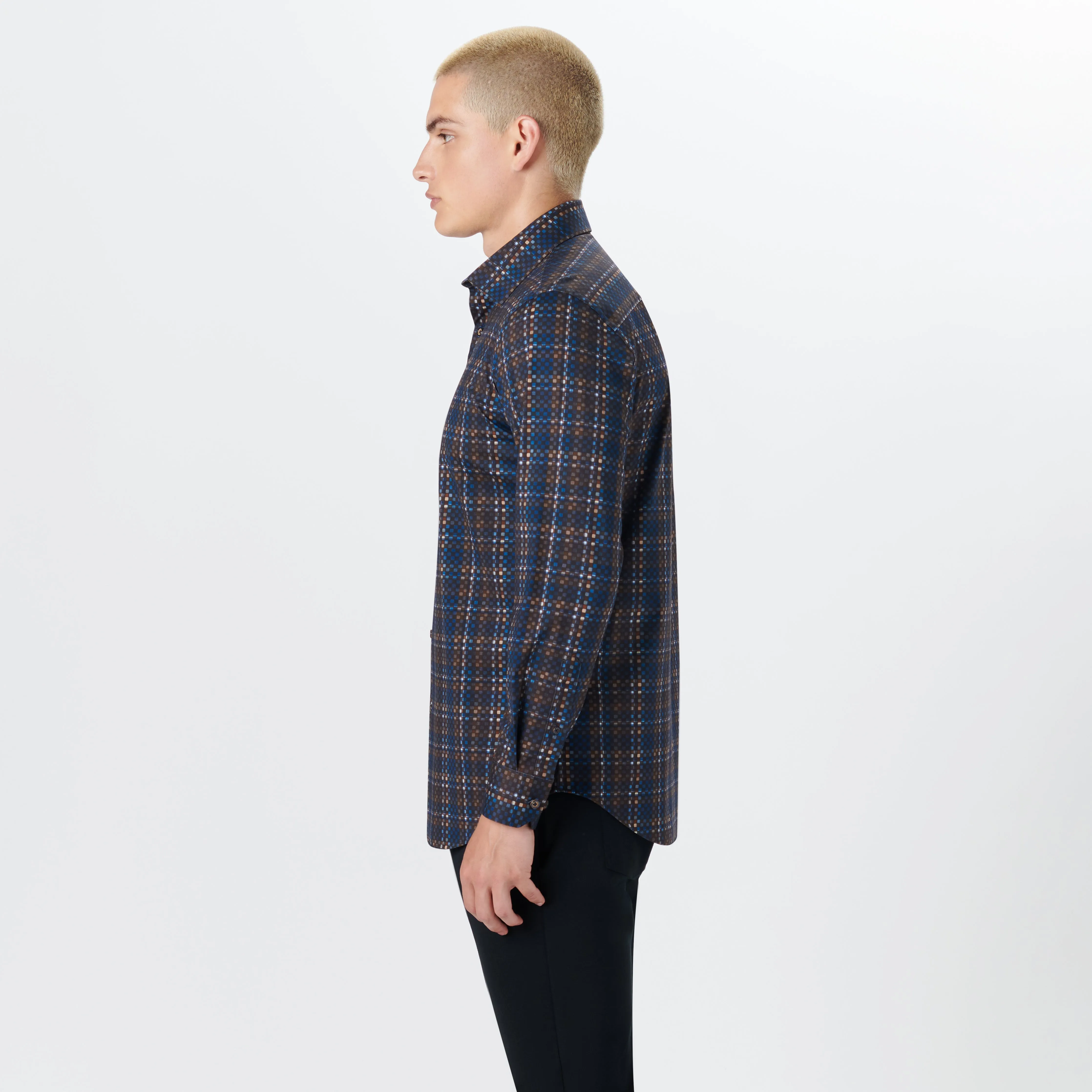 JAMES Checkerboard Check OoohCotton Shirt sold by Bugatchi product image thumbnail 3