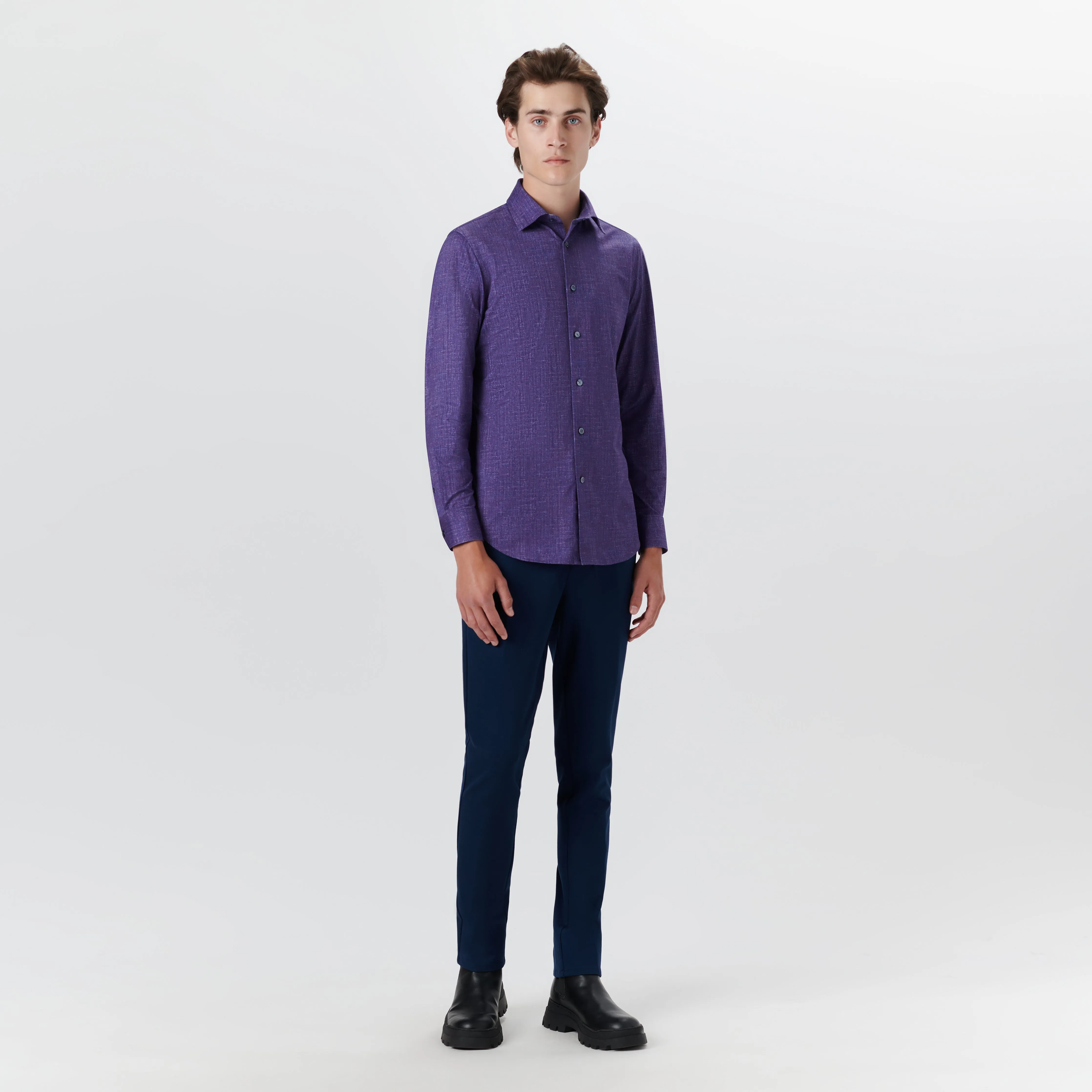 JAMES Chambray Print OoohCotton Shirt sold by Bugatchi product image thumbnail 5