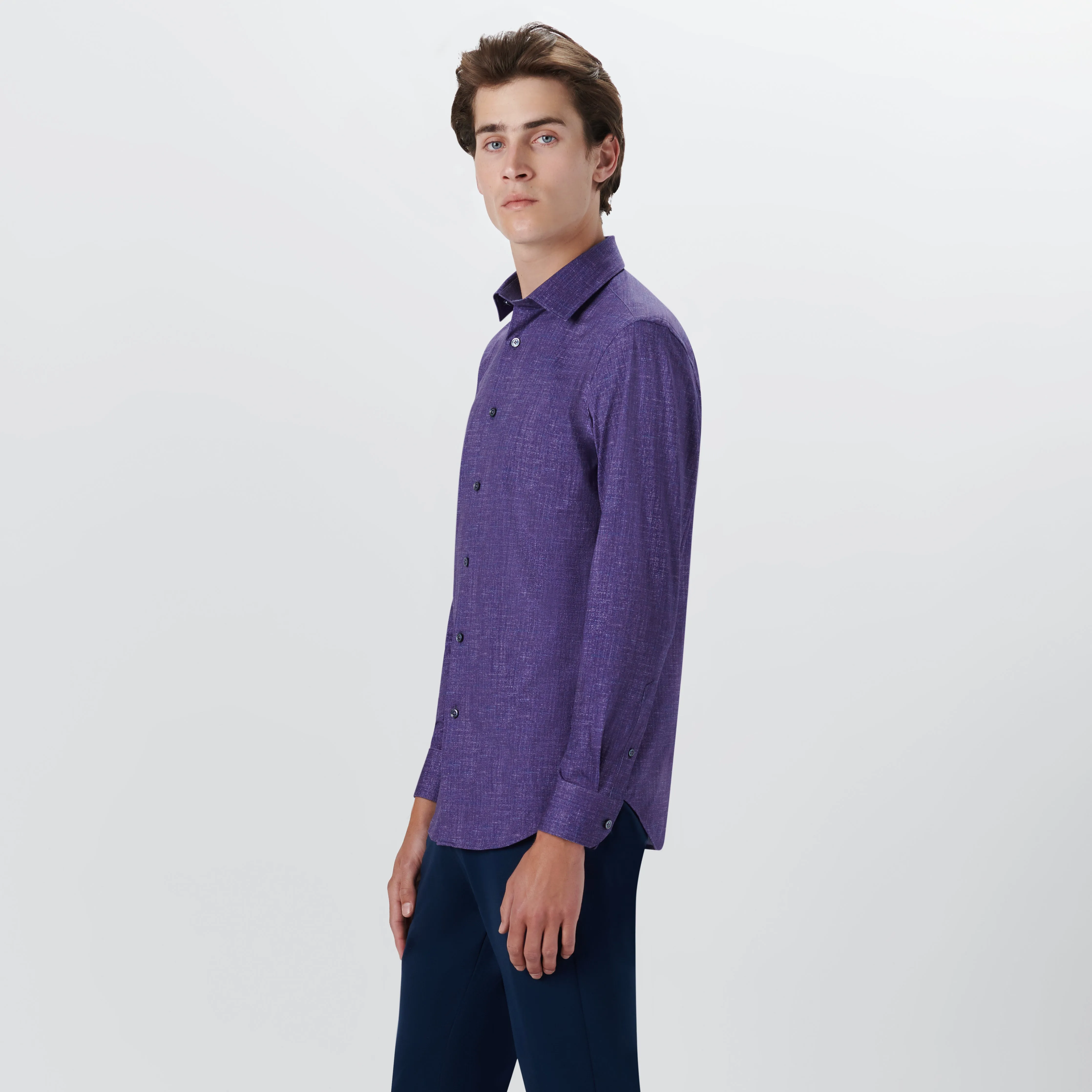 JAMES Chambray Print OoohCotton Shirt sold by Bugatchi product image thumbnail 3