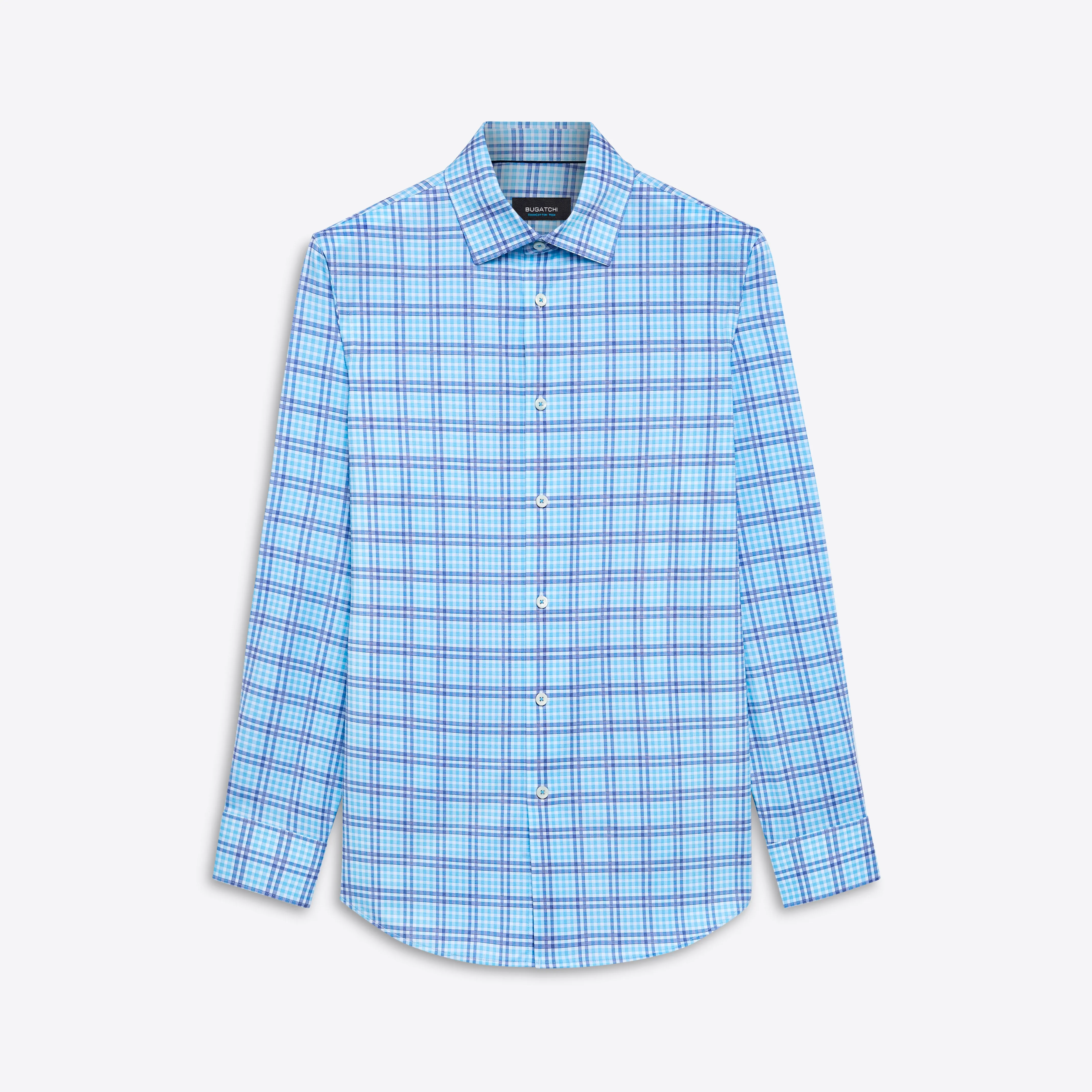 JAMES Mini Check OoohCotton Shirt sold by Bugatchi