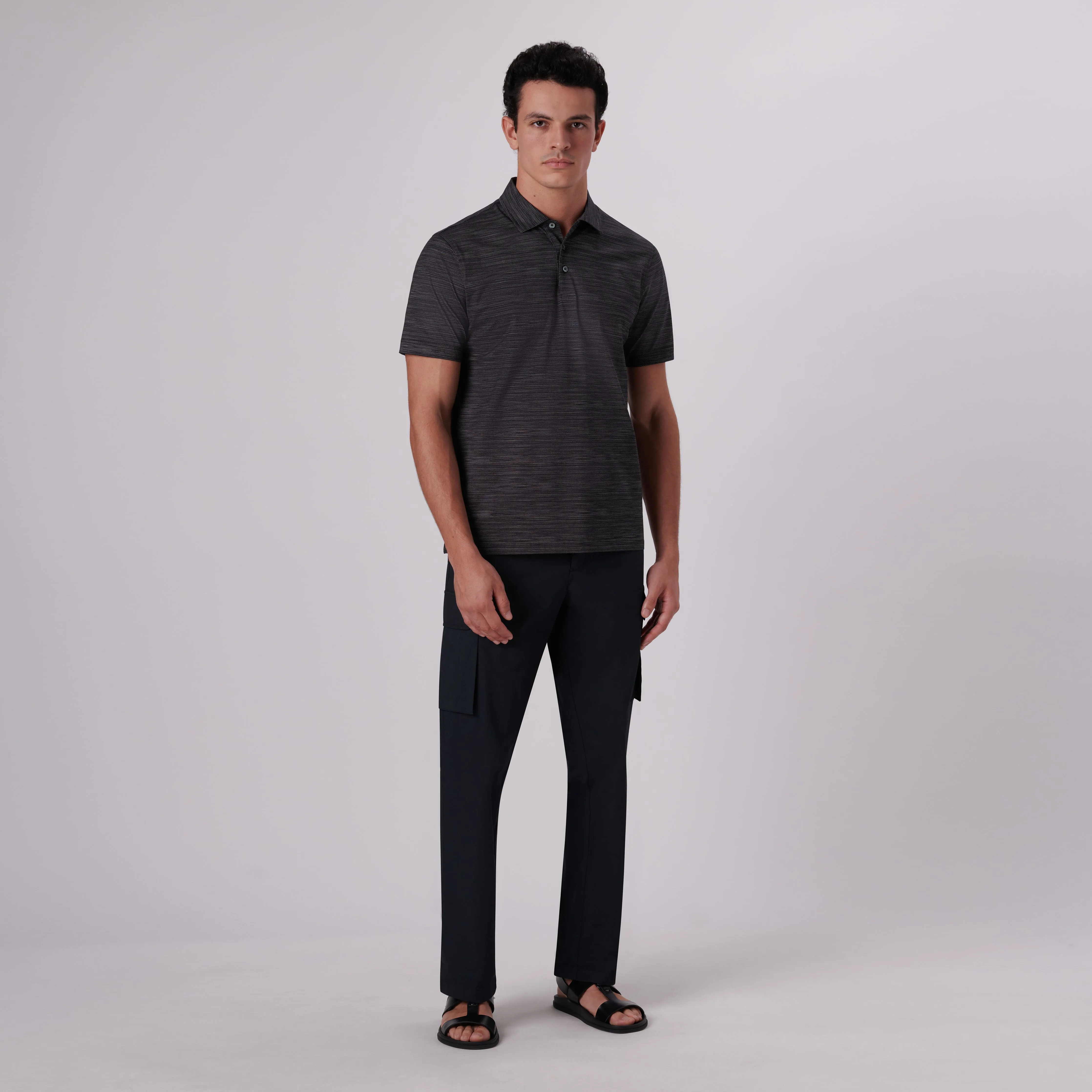 Victor Striated Print OoohCotton Polo sold by Bugatchi product image thumbnail 5