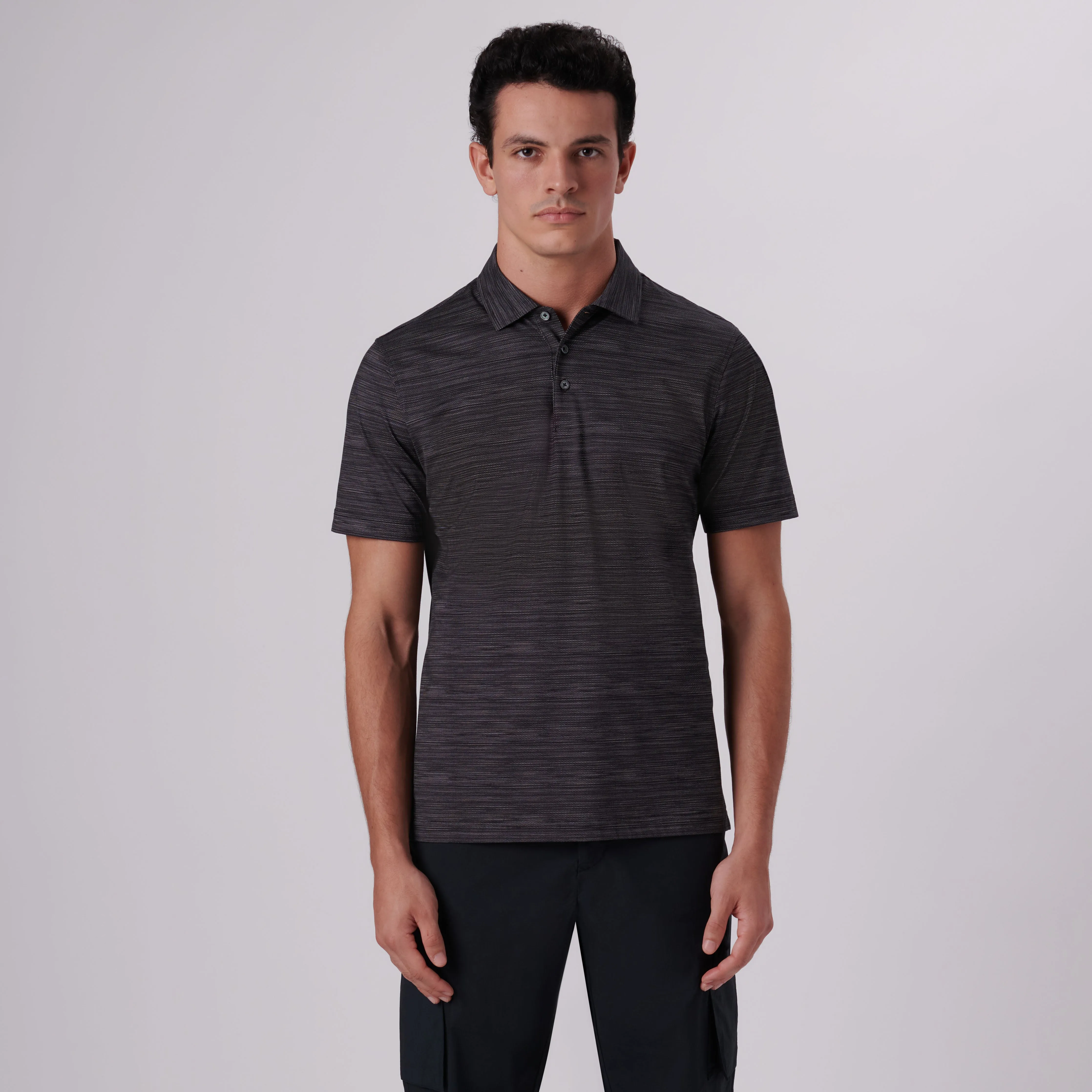 Victor Striated Print OoohCotton Polo sold by Bugatchi product image thumbnail 2