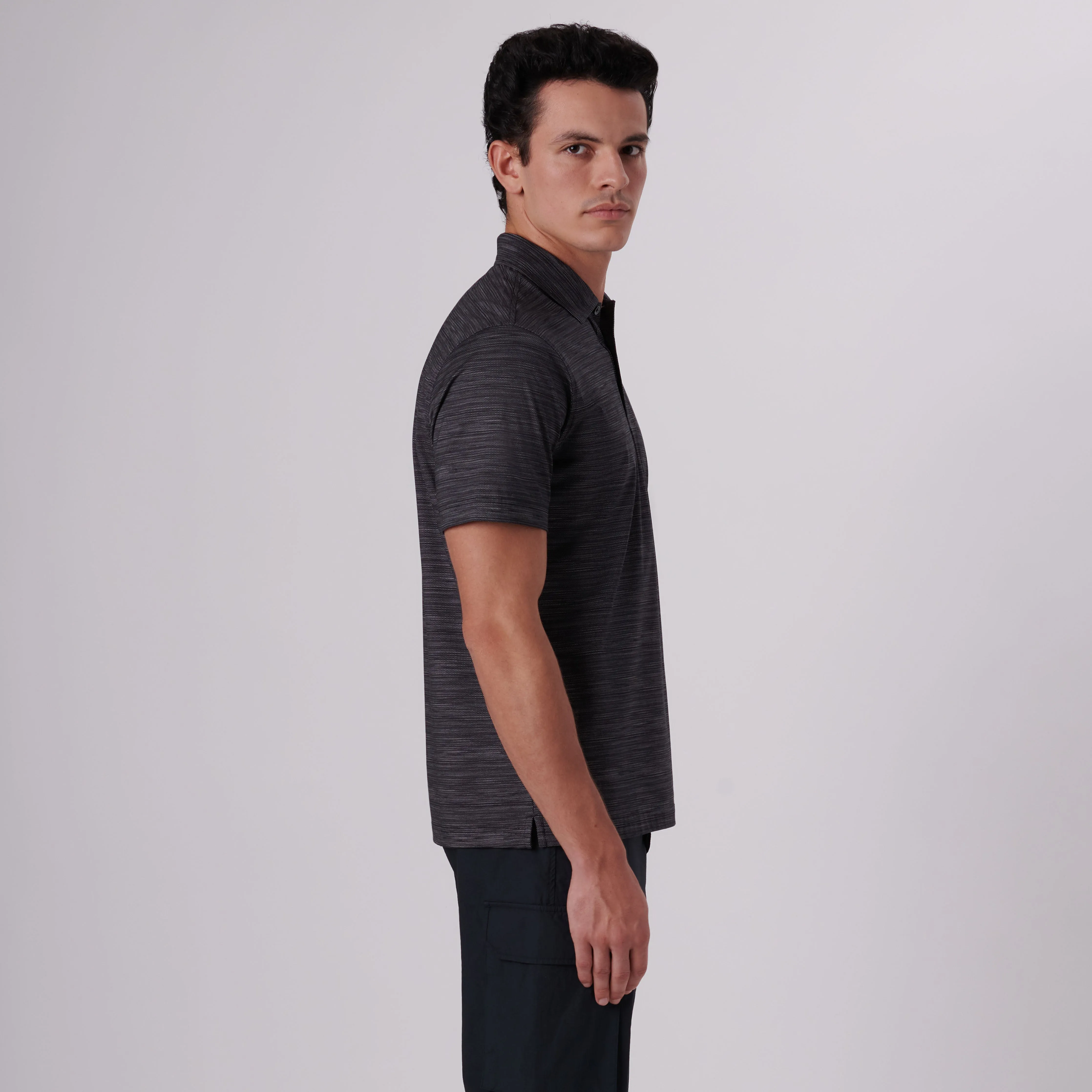 Victor Striated Print OoohCotton Polo sold by Bugatchi product image thumbnail 3