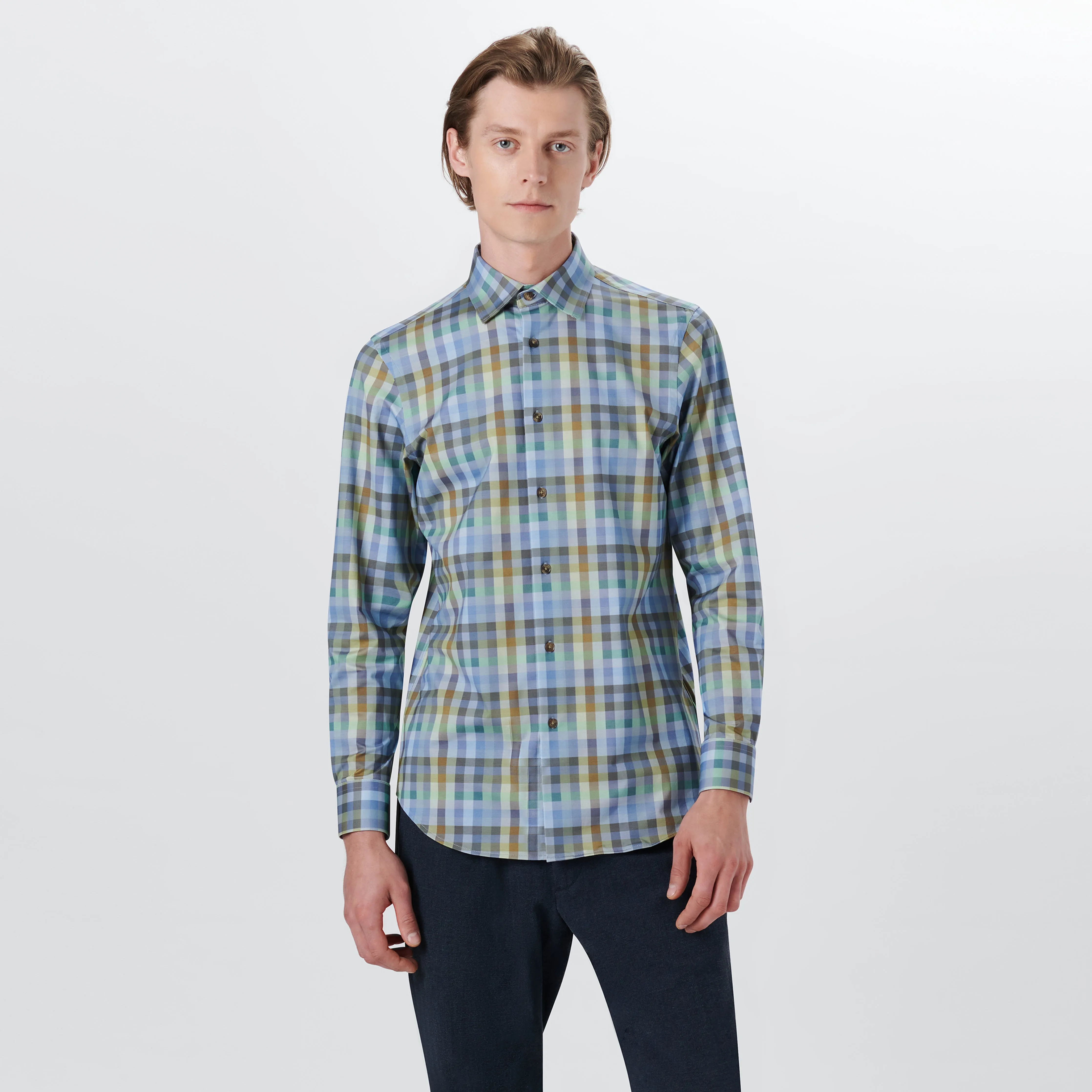 JAMES Small Check OoohCotton Shirt sold by Bugatchi product image thumbnail 2