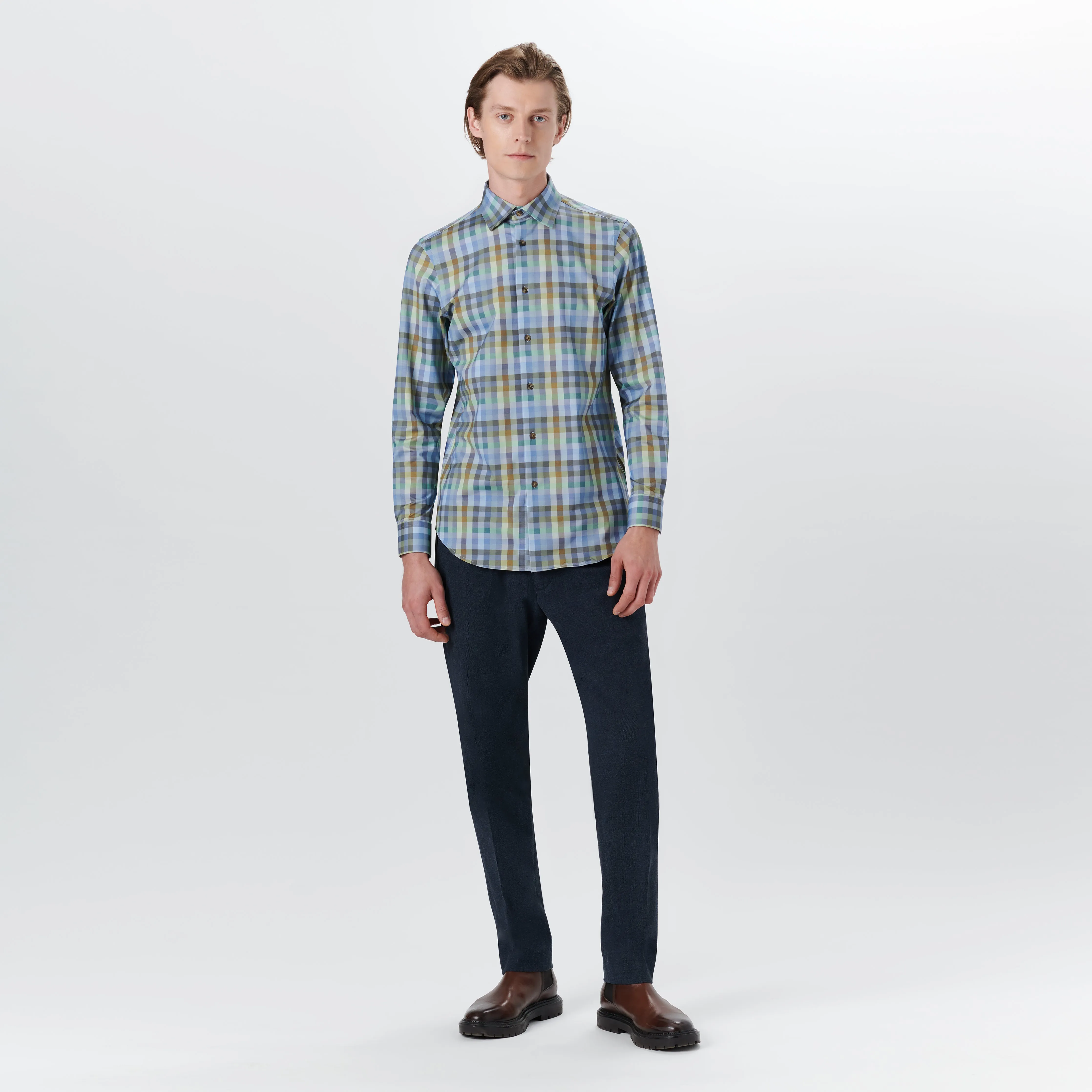 JAMES Small Check OoohCotton Shirt sold by Bugatchi product image thumbnail 5