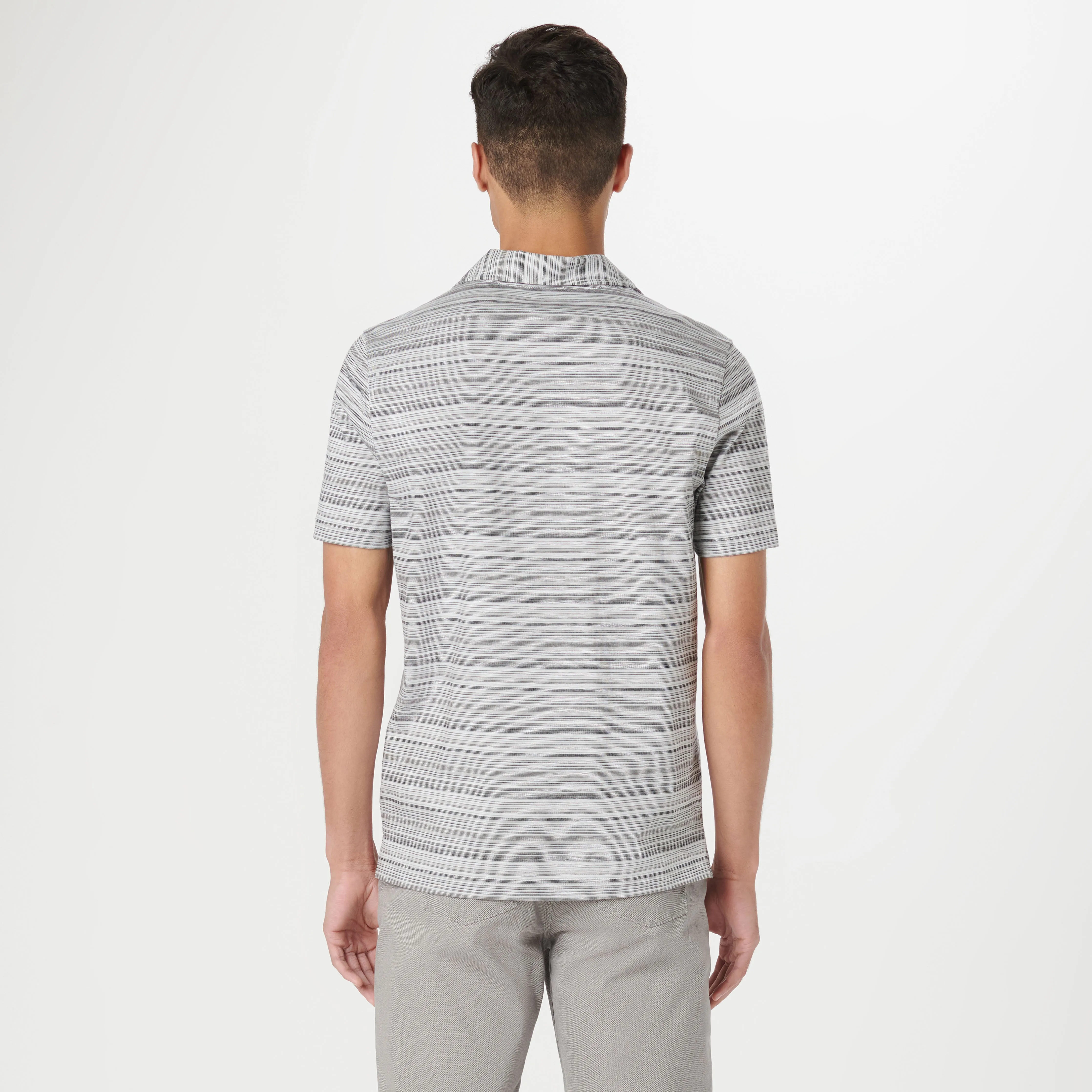 Striped Johnny Collar Polo sold by Bugatchi product image thumbnail 4