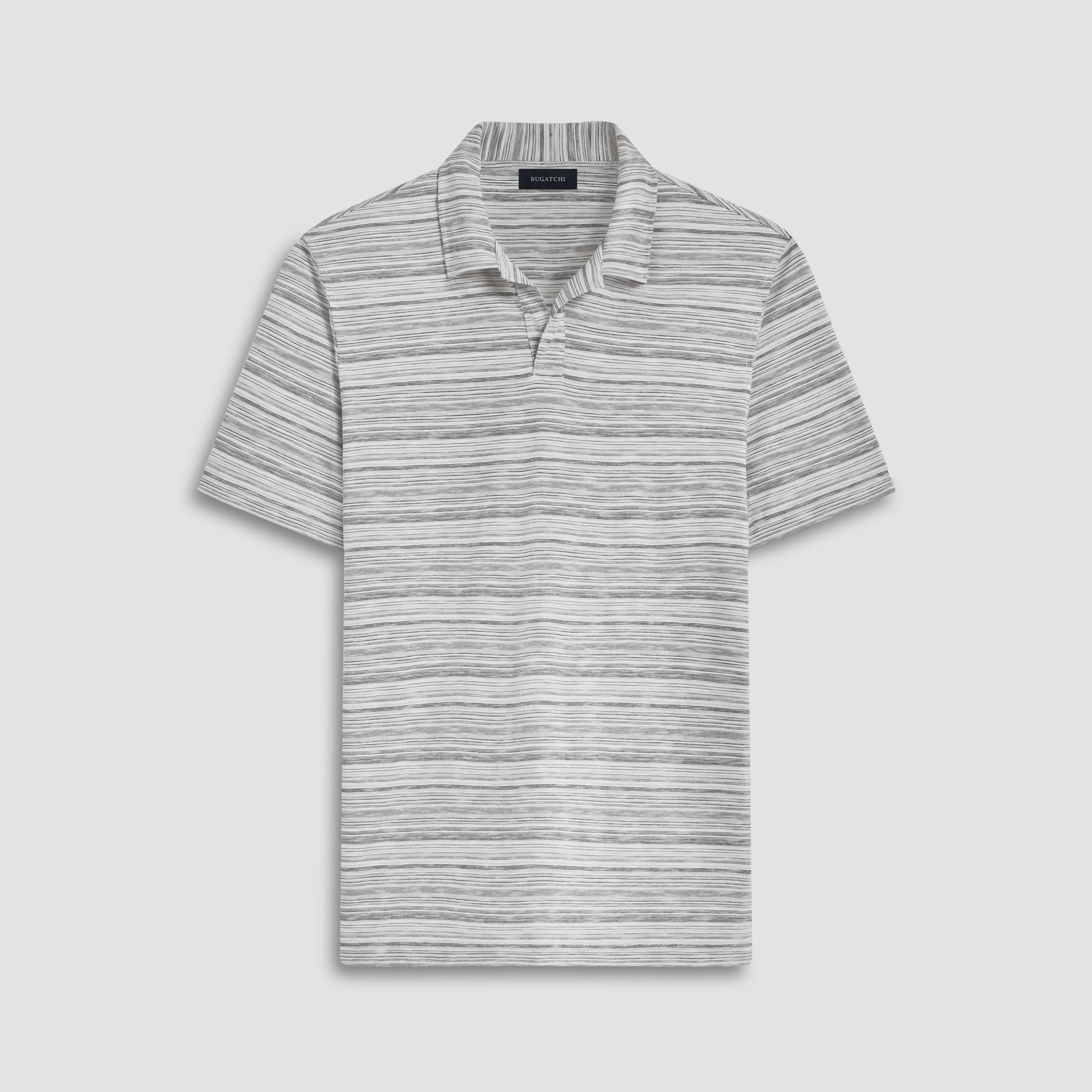 Striped Johnny Collar Polo sold by Bugatchi