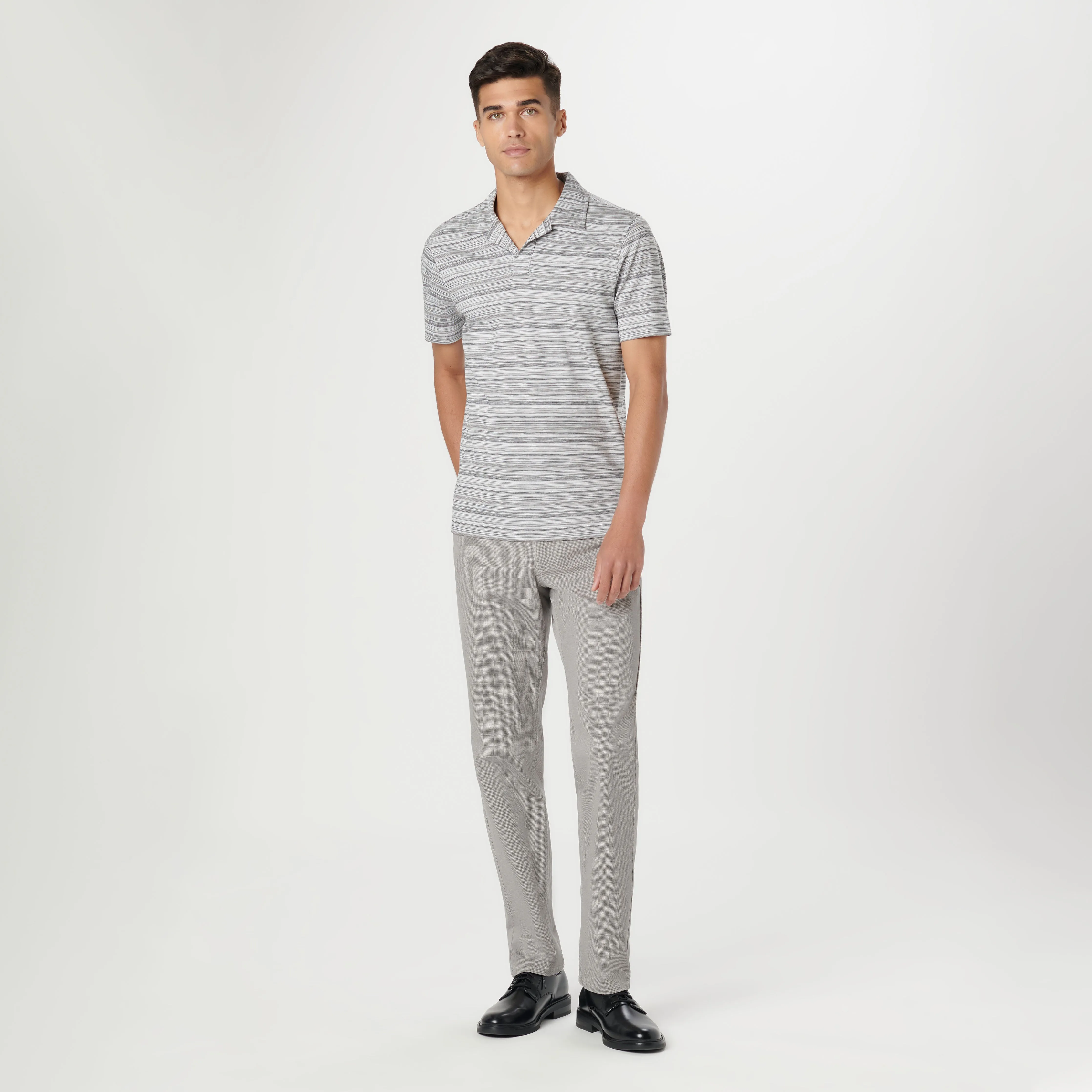 Striped Johnny Collar Polo sold by Bugatchi product image thumbnail 5