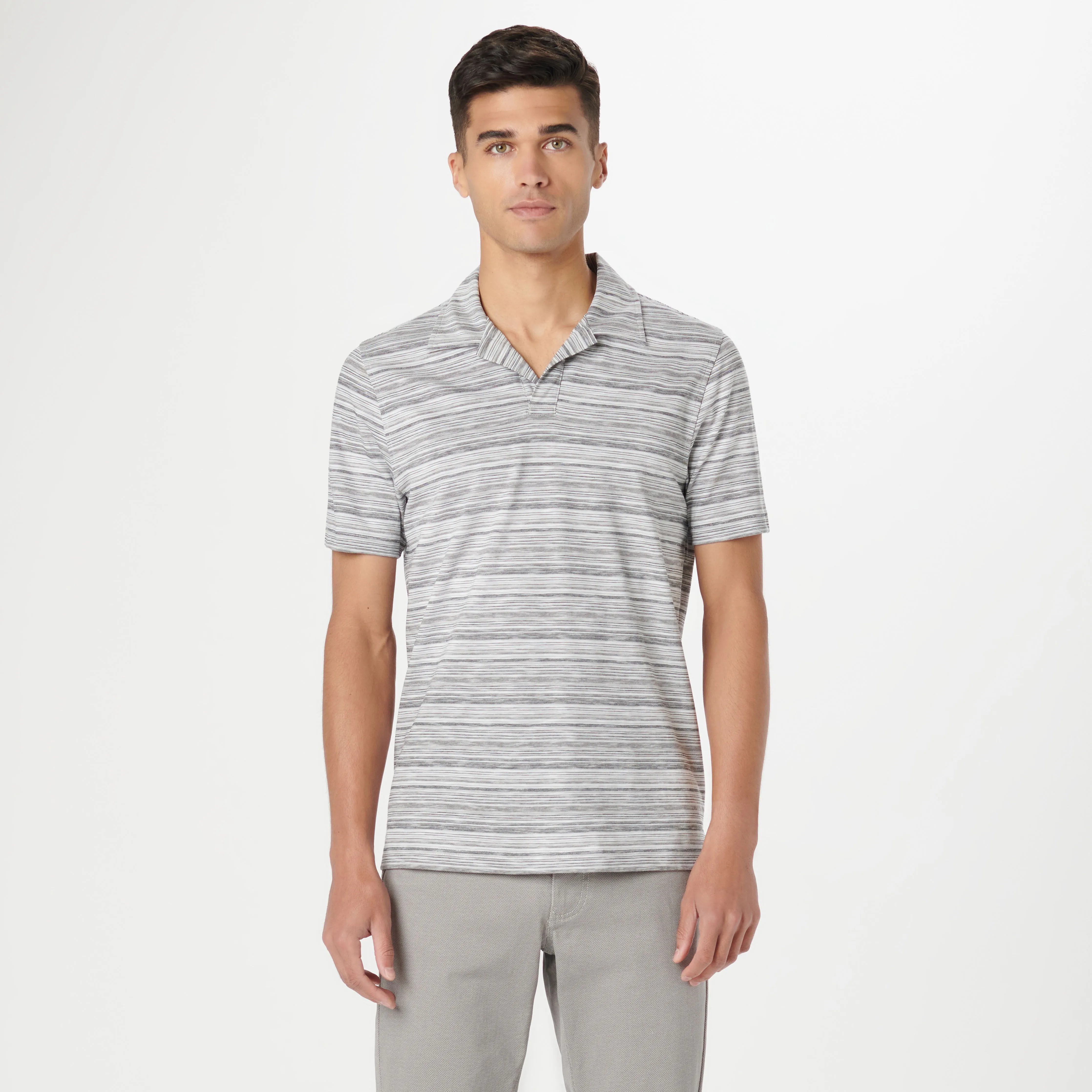Striped Johnny Collar Polo sold by Bugatchi product image thumbnail 2