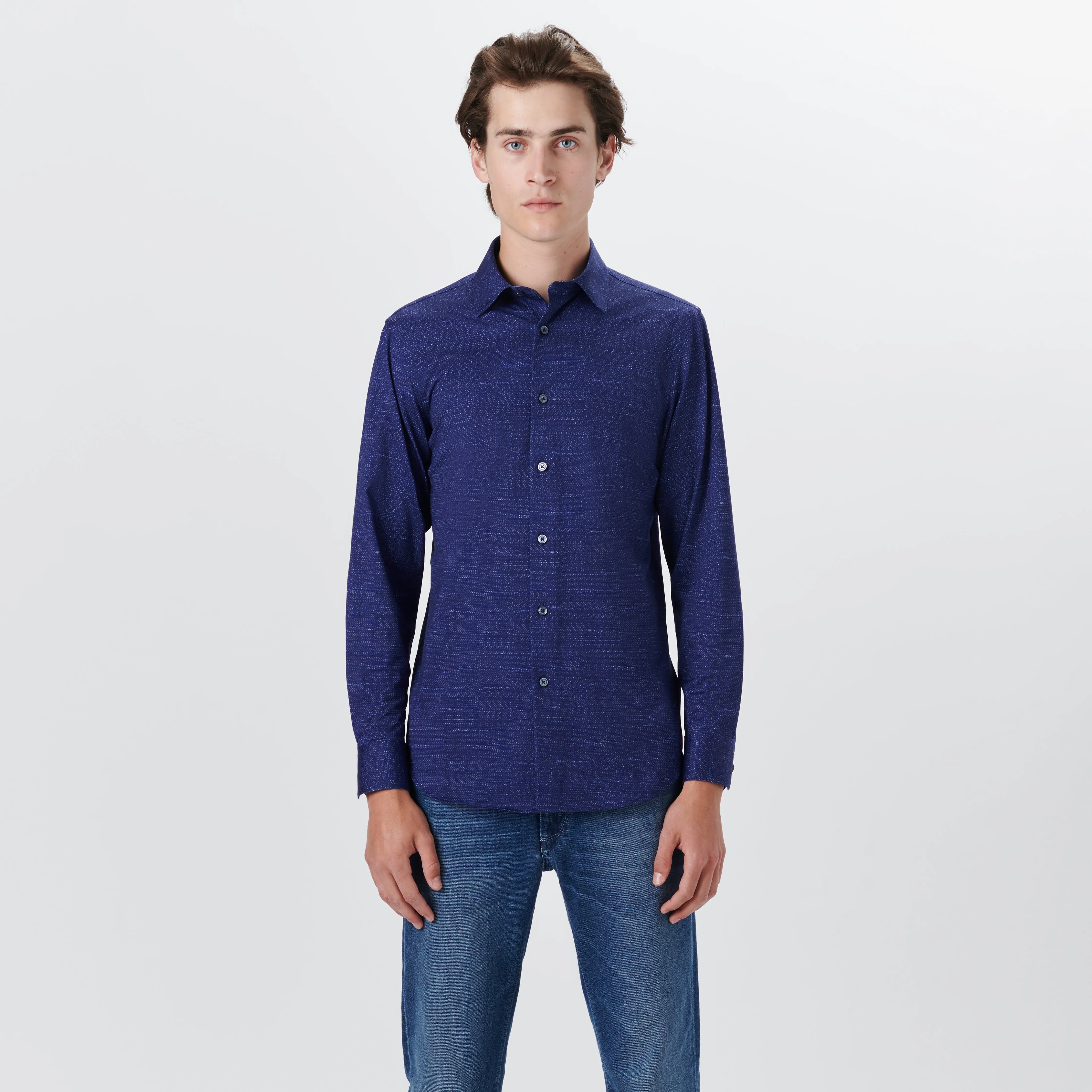 JAMES Textured Print OoohCotton Shirt sold by Bugatchi product image thumbnail 2
