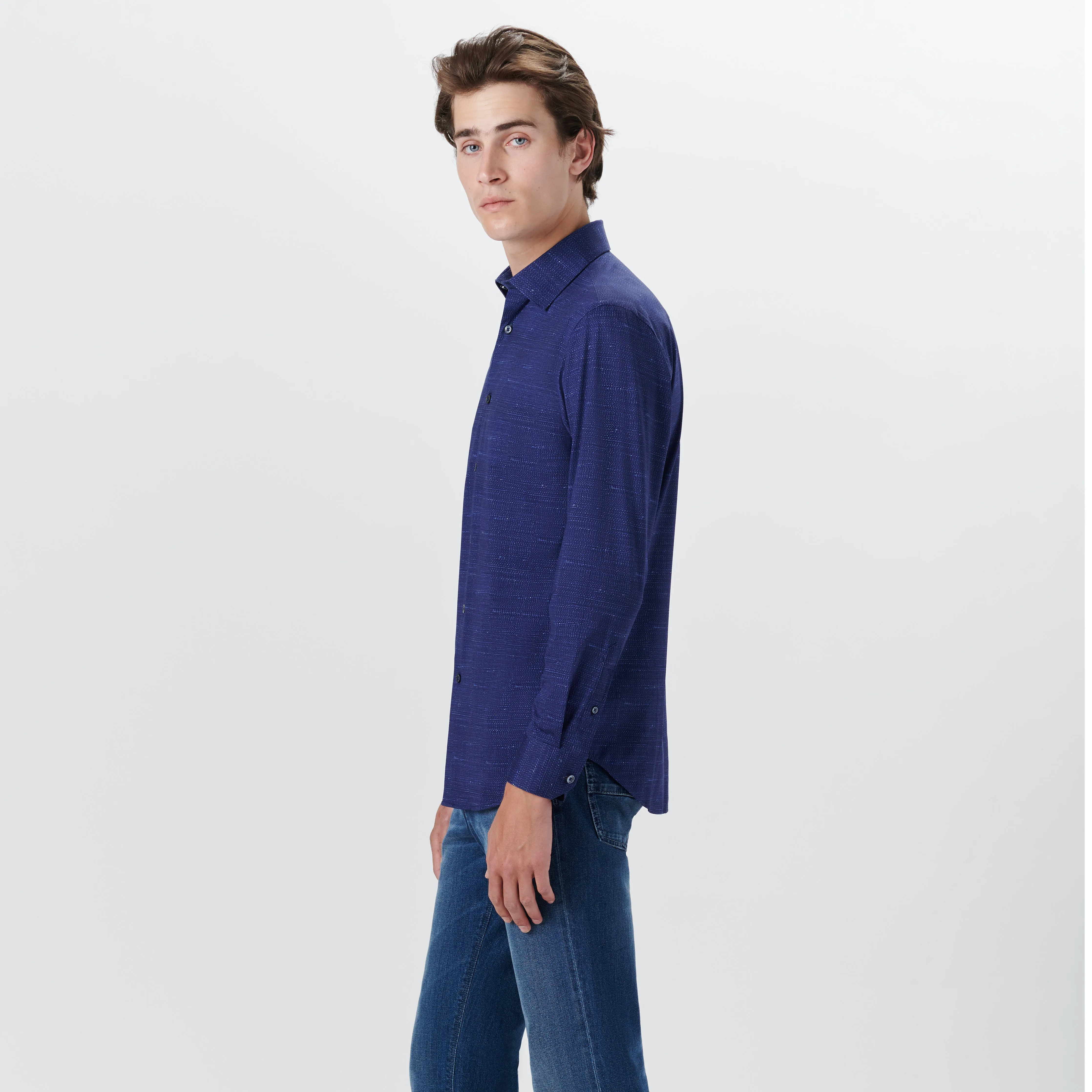 JAMES Textured Print OoohCotton Shirt sold by Bugatchi product image thumbnail 3