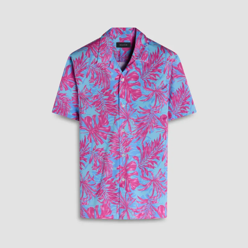 Cole Leaf Print OoohCotton Camp Shirt sold by Bugatchi