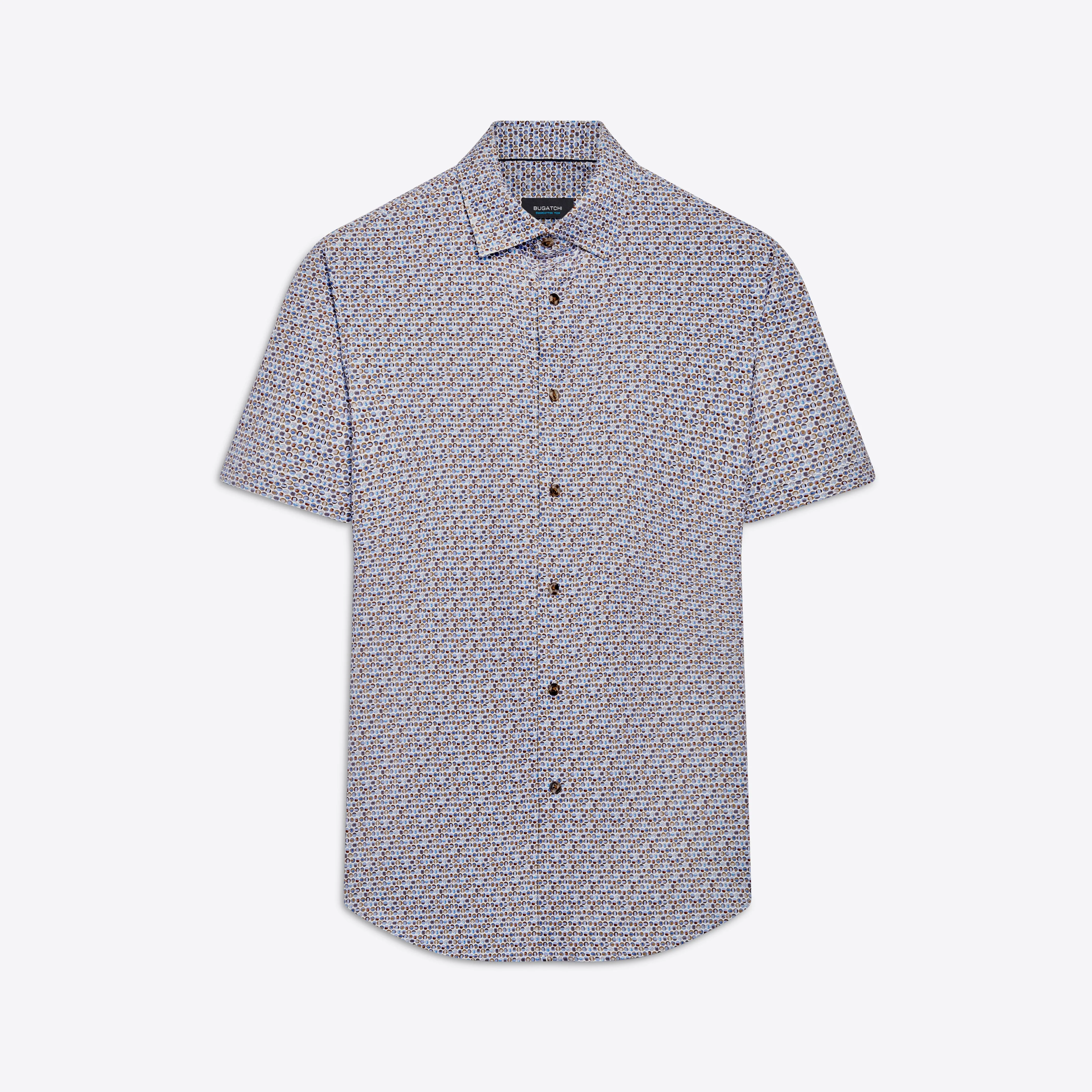 MILES Geometric Print OoohCotton Short Sleeve Shirt sold by Bugatchi