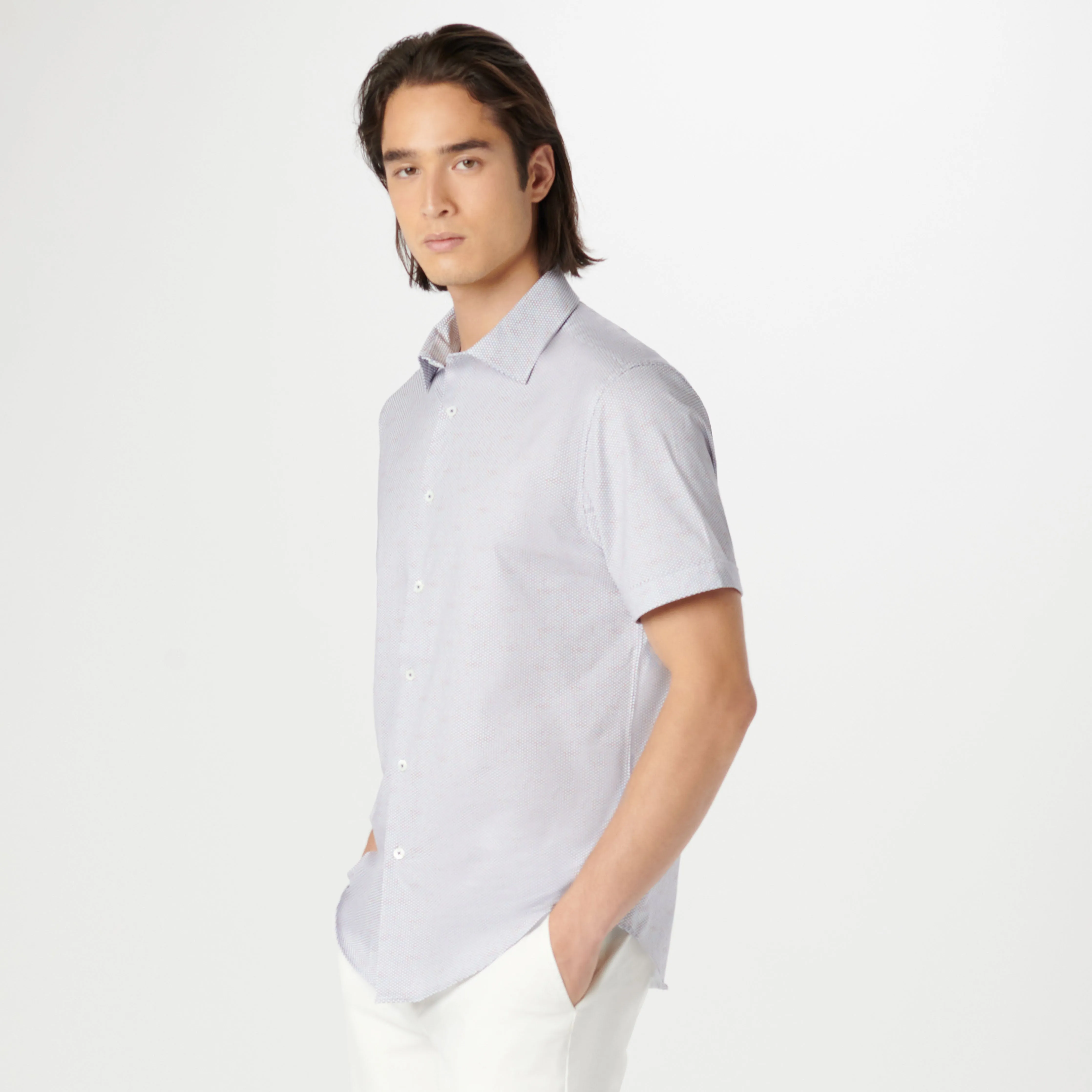 Miles Geometric OoohCotton Short Sleeve Shirt sold by Bugatchi product image thumbnail 3