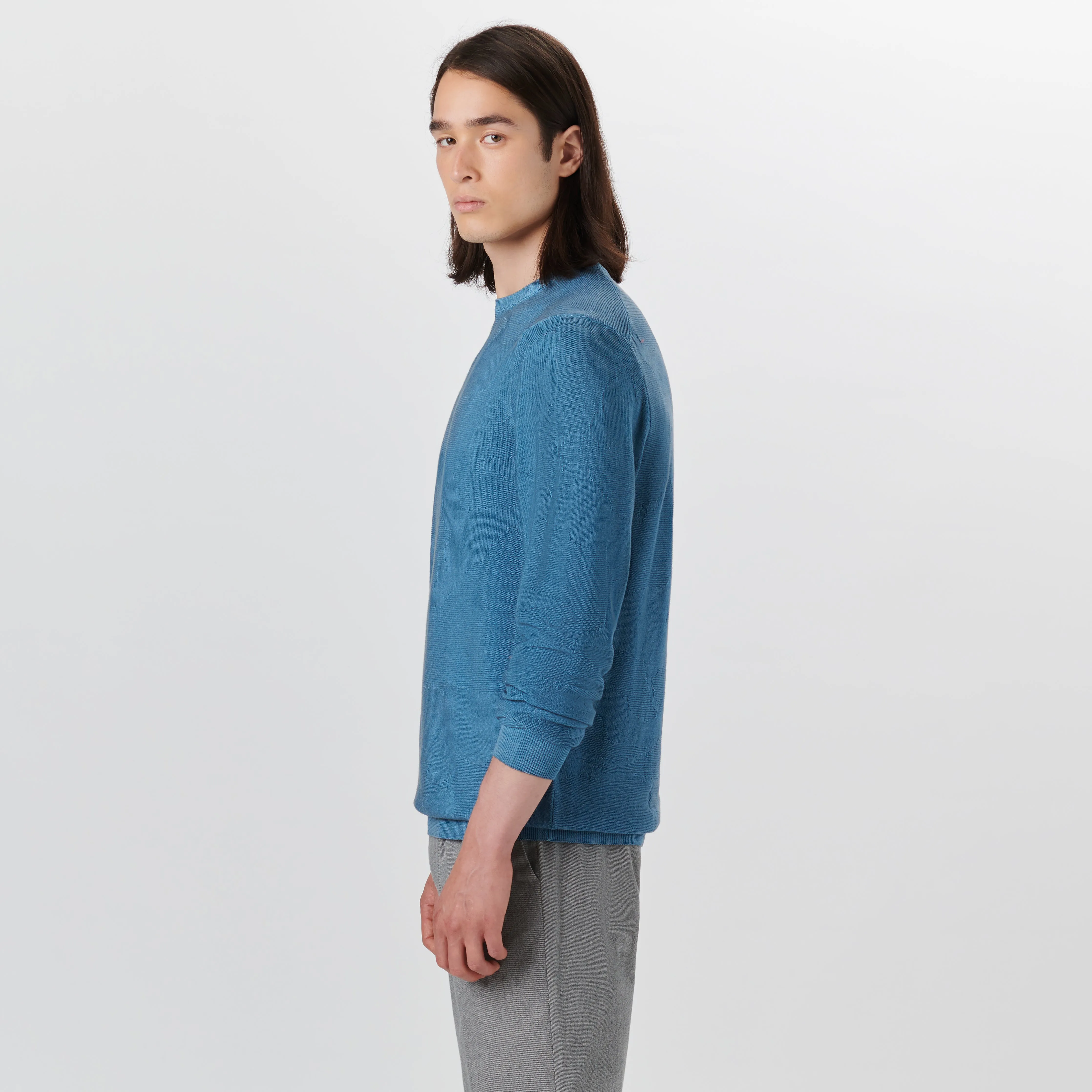 Super Merino Crew Neck Jacquard Sweater sold by Bugatchi product image thumbnail 3
