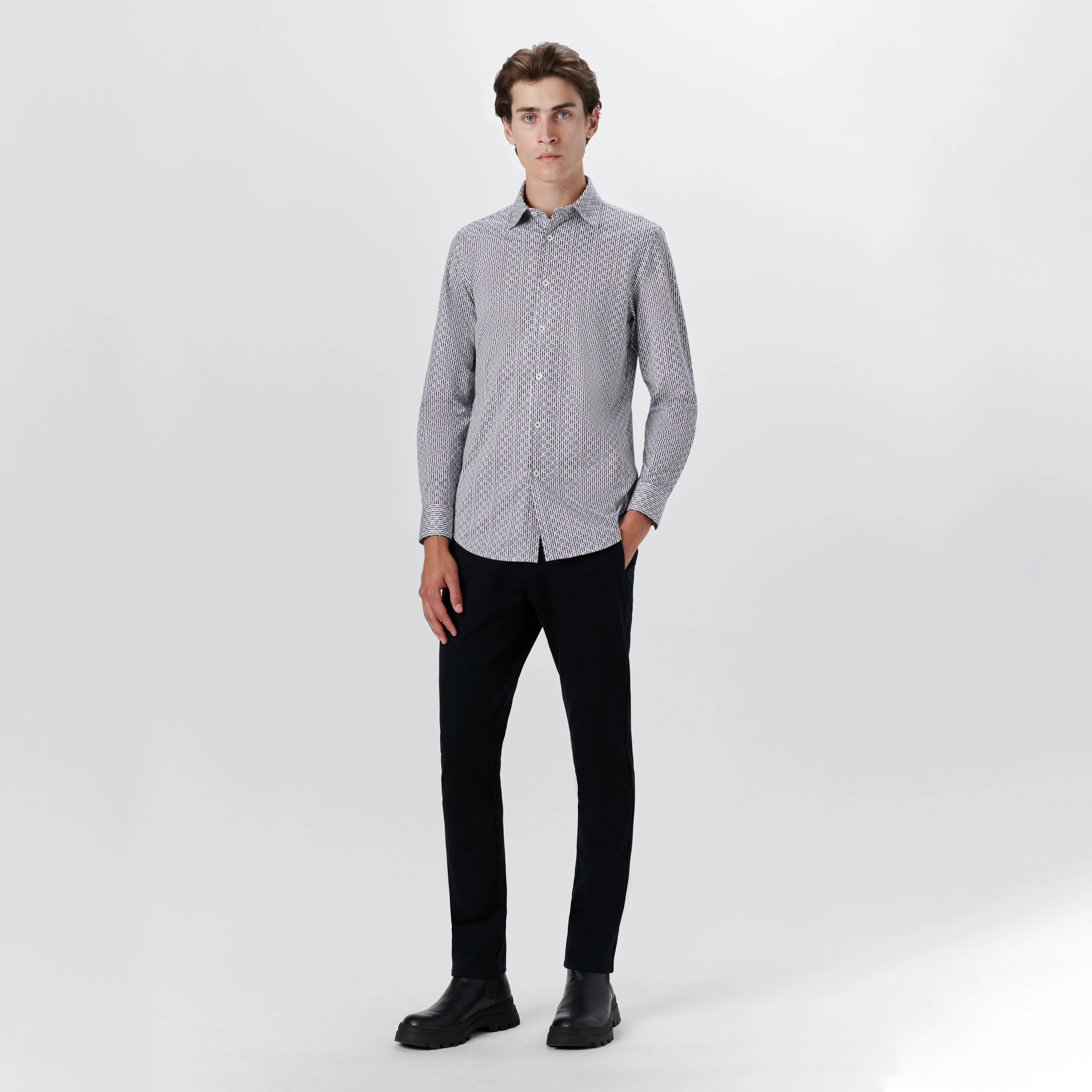 JAMES Stripe and Ring Print OoohCotton Shirt sold by Bugatchi product image thumbnail 5